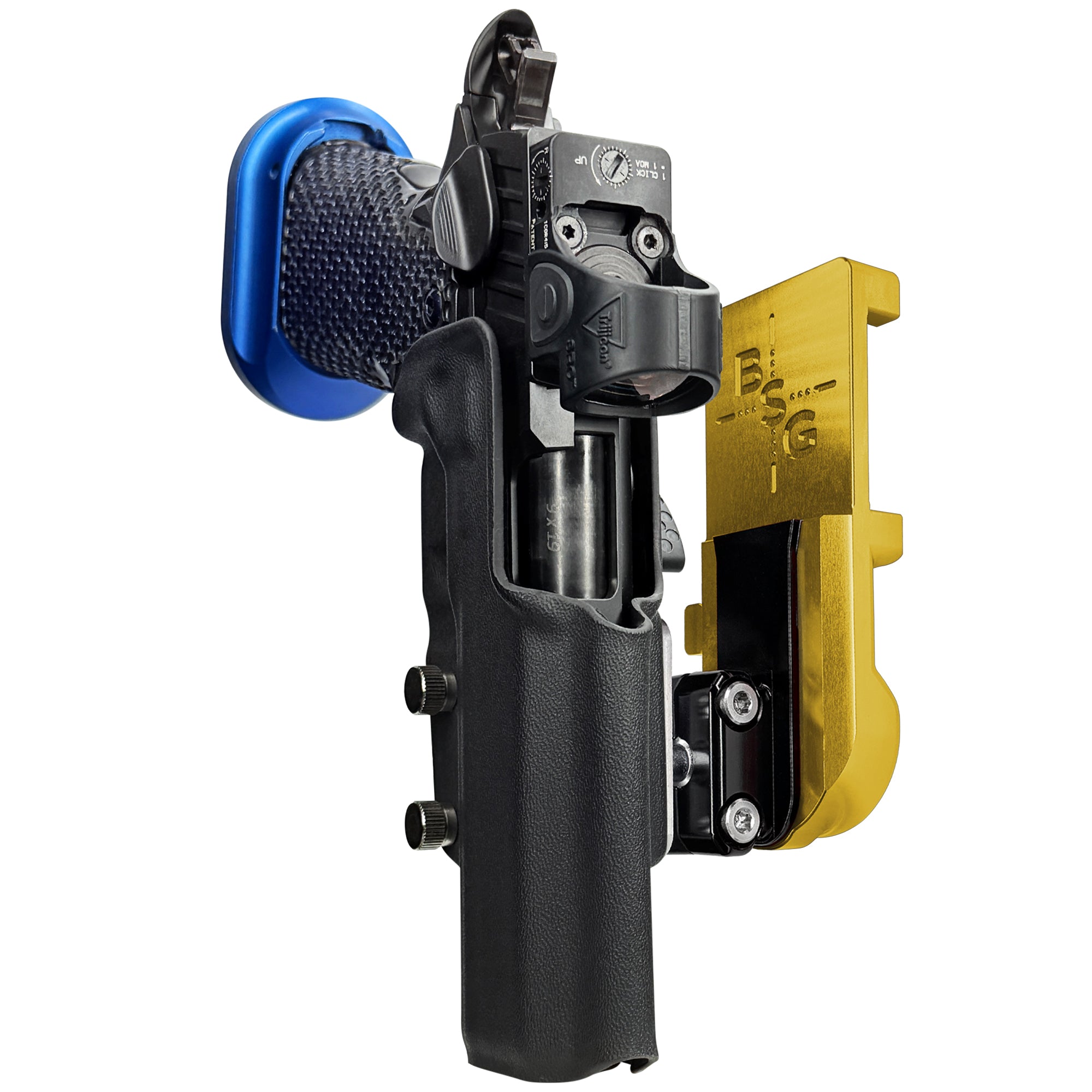 MPA DS9 Hybrid IPSC/USPA Quick Mount Ball Joint Holster with 24K Gold Belt Attachment, Black Holster Shell
