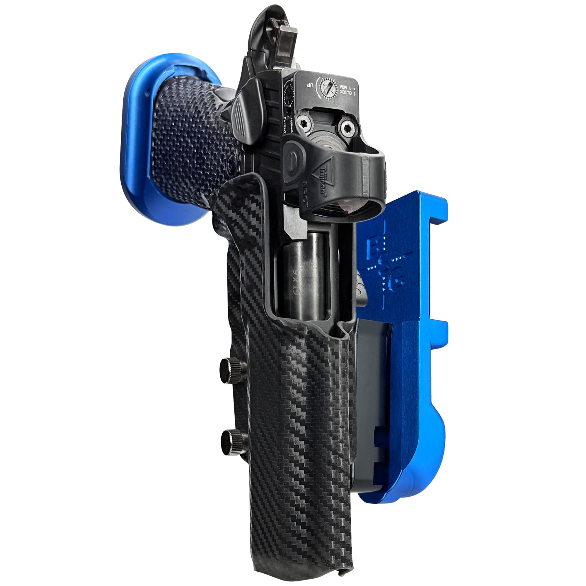 MPA DS9 Hybrid IPSC/USPA Quick Mount Holster with Blue Belt Attachment, Carbon Fiber Holster Shell