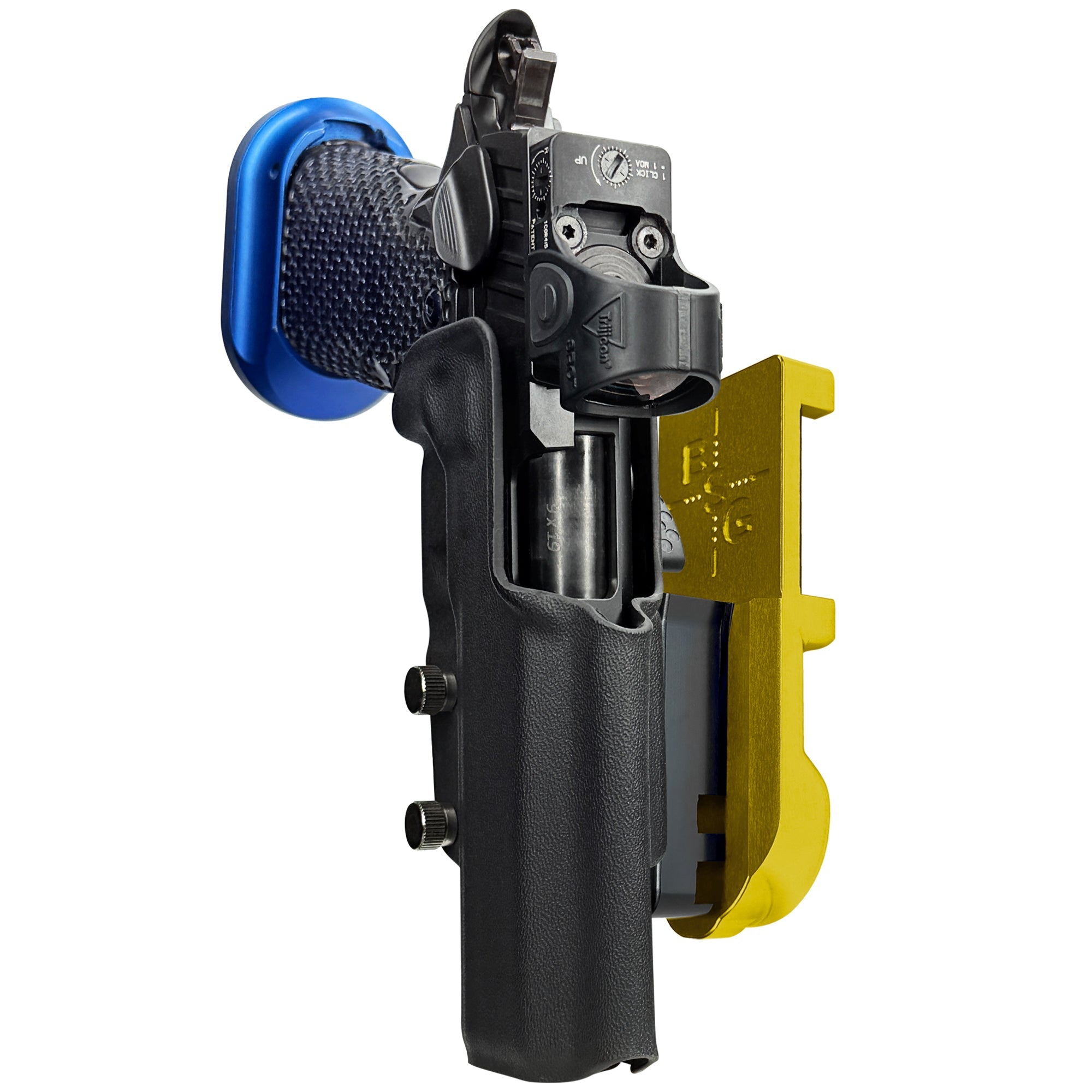 MPA DS9 Hybrid IPSC/USPA Quick Mount Holster with 24K Gold Belt Attachment, Black Holster Shell