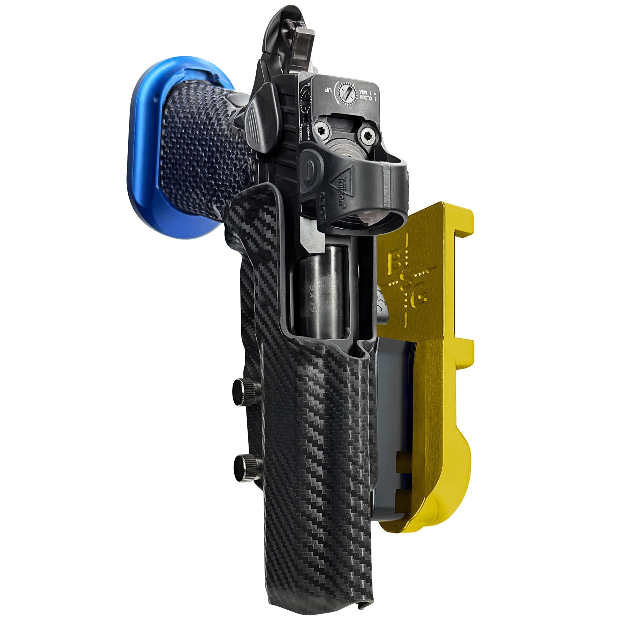MPA DS9 Hybrid IPSC/USPA Quick Mount Holster with 24K Gold Belt Attachment, Carbon Fiber Holster Shell