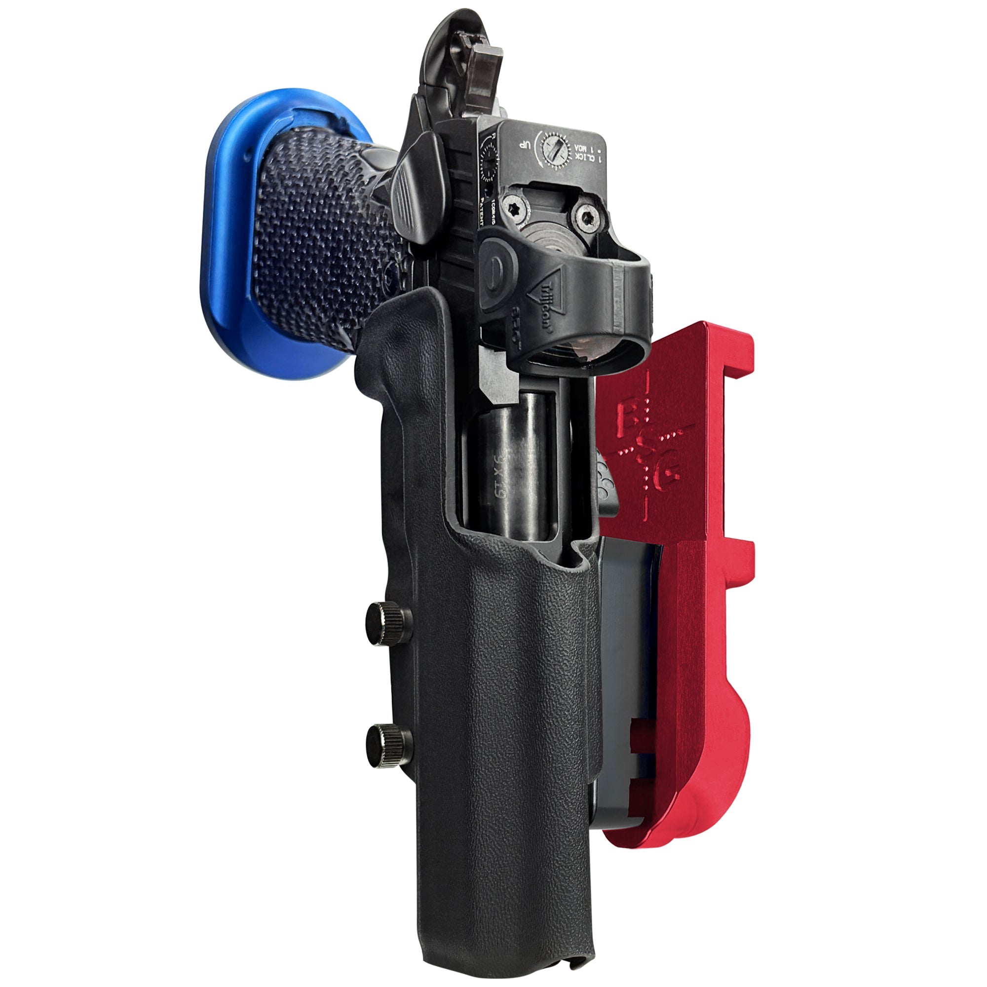 MPA DS9 Hybrid IPSC/USPA Quick Mount Holster with Red Belt Attachment, Black Holster Shell