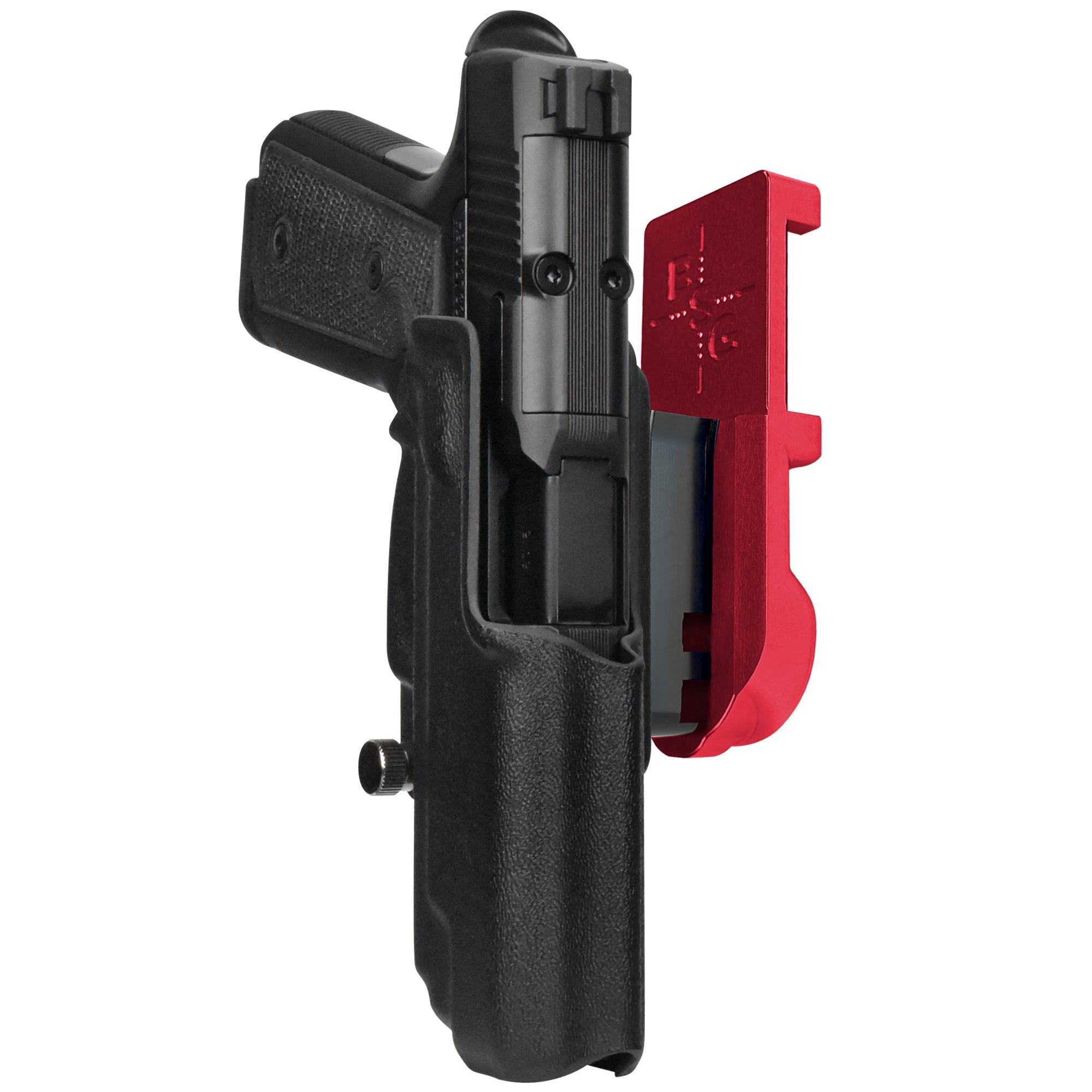 Daniel Defense H9 IPSC/USPA Quick Mount Holster with Red Belt Attachment, Black Holster Shell