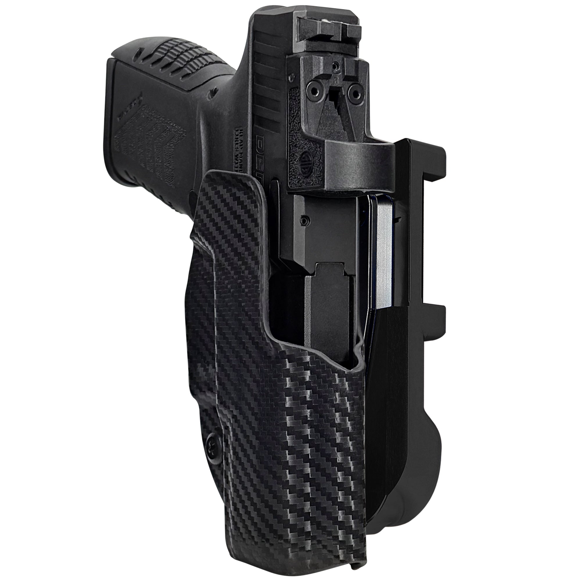 Derya DY9Z IDPA Quick Mount Holster with Black Belt Attachment, Carbon Fiber Holster Shell