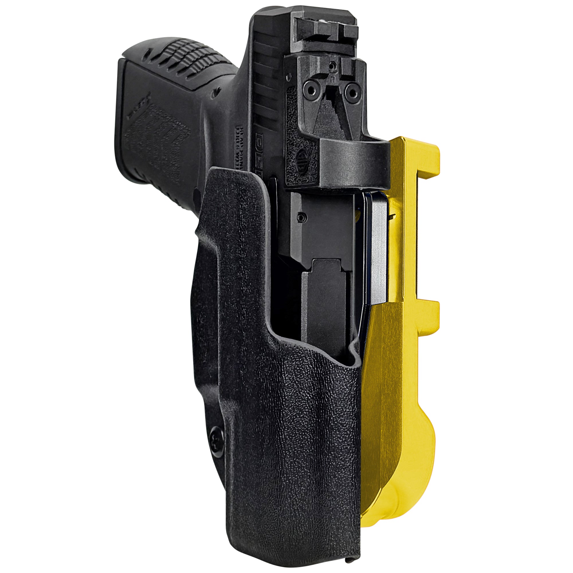 Derya DY9Z IDPA Quick Mount Holster with 24K Gold Belt Attachment, Black Holster Shell