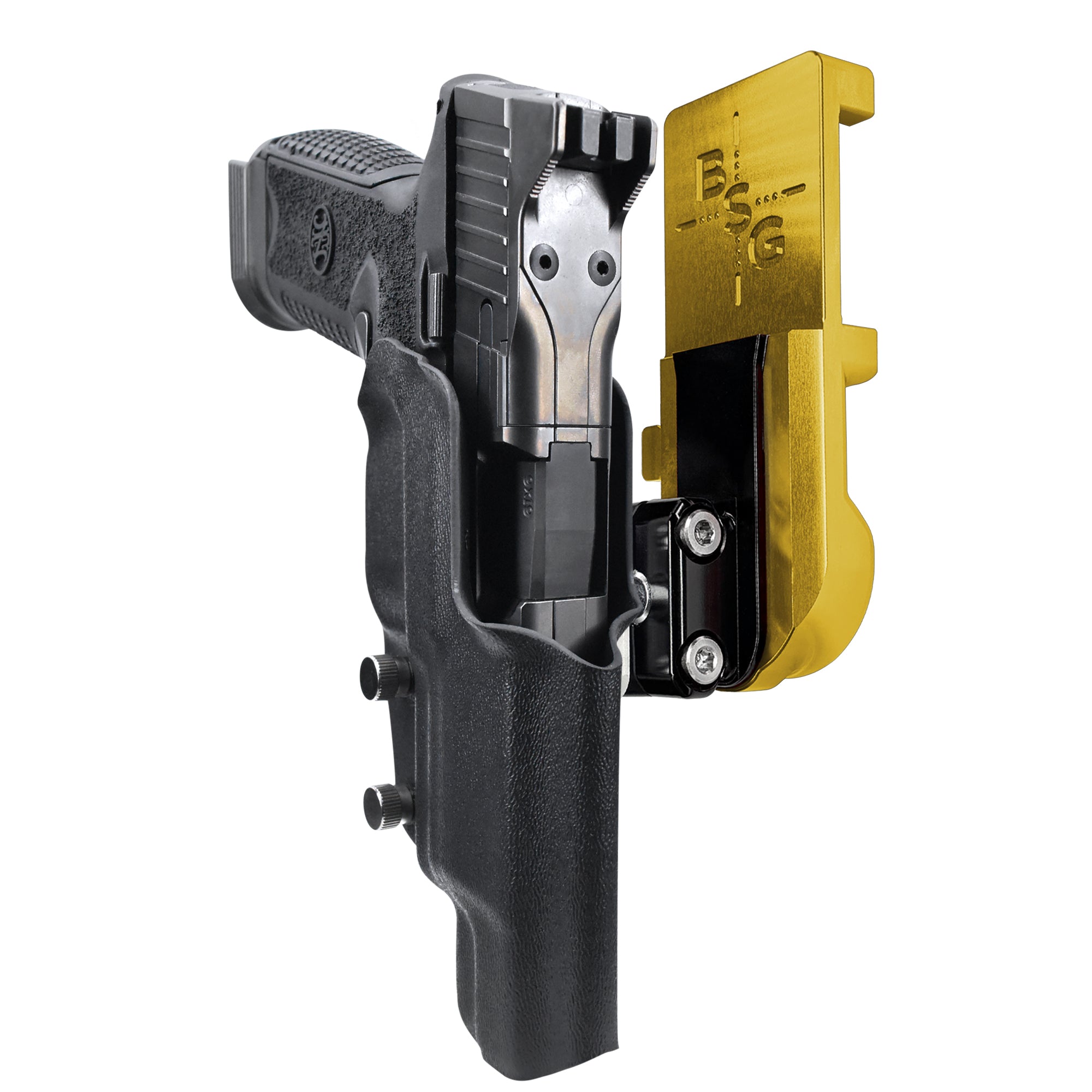 FN 509 LS Edge IPSC/USPA Quick Mount Ball Joint Holster with 24K Gold Belt Attachment, Black Holster Shell