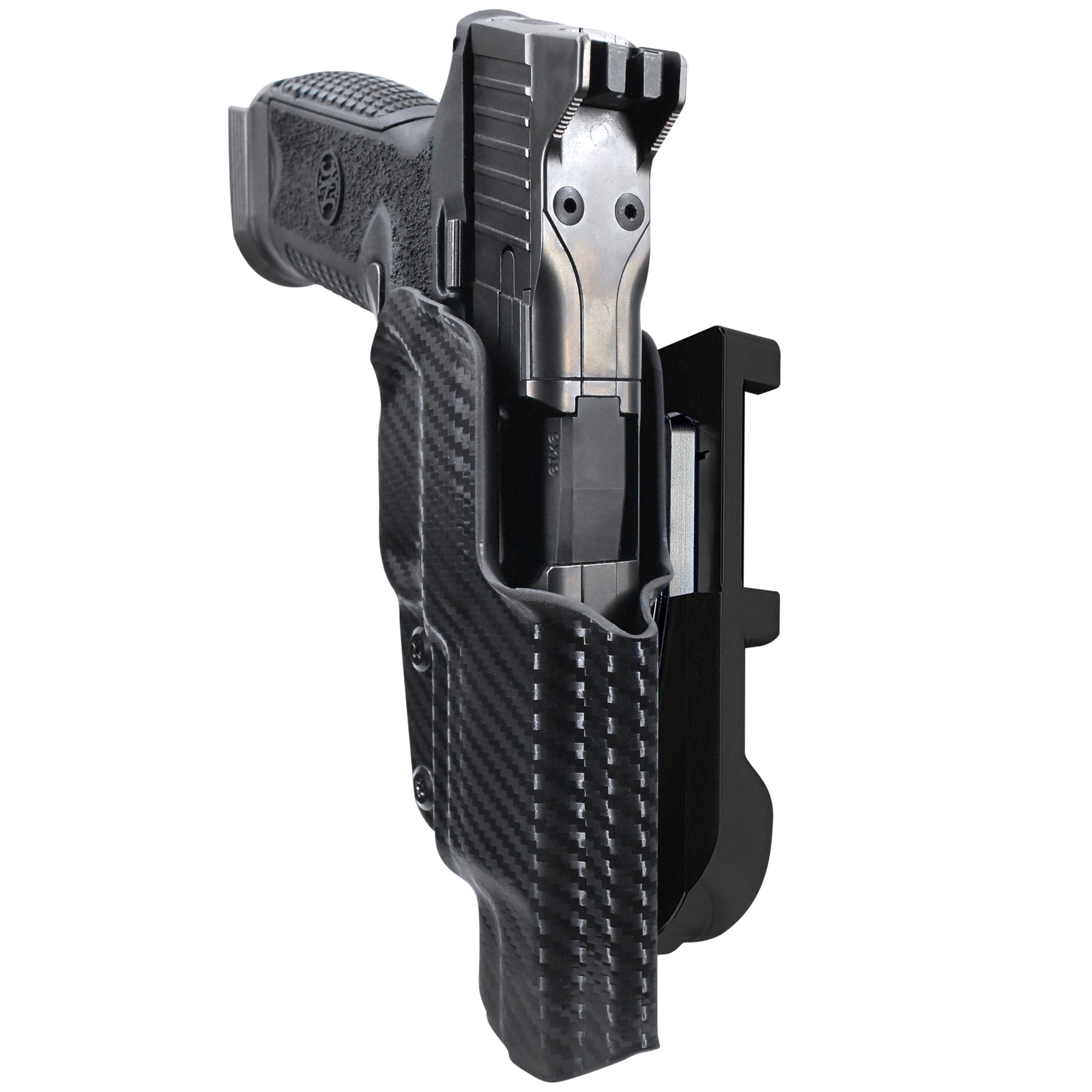 FN 509 LS Edge IDPA Quick Mount Holster with Black Belt Attachment, Carbon Fiber Holster Shell