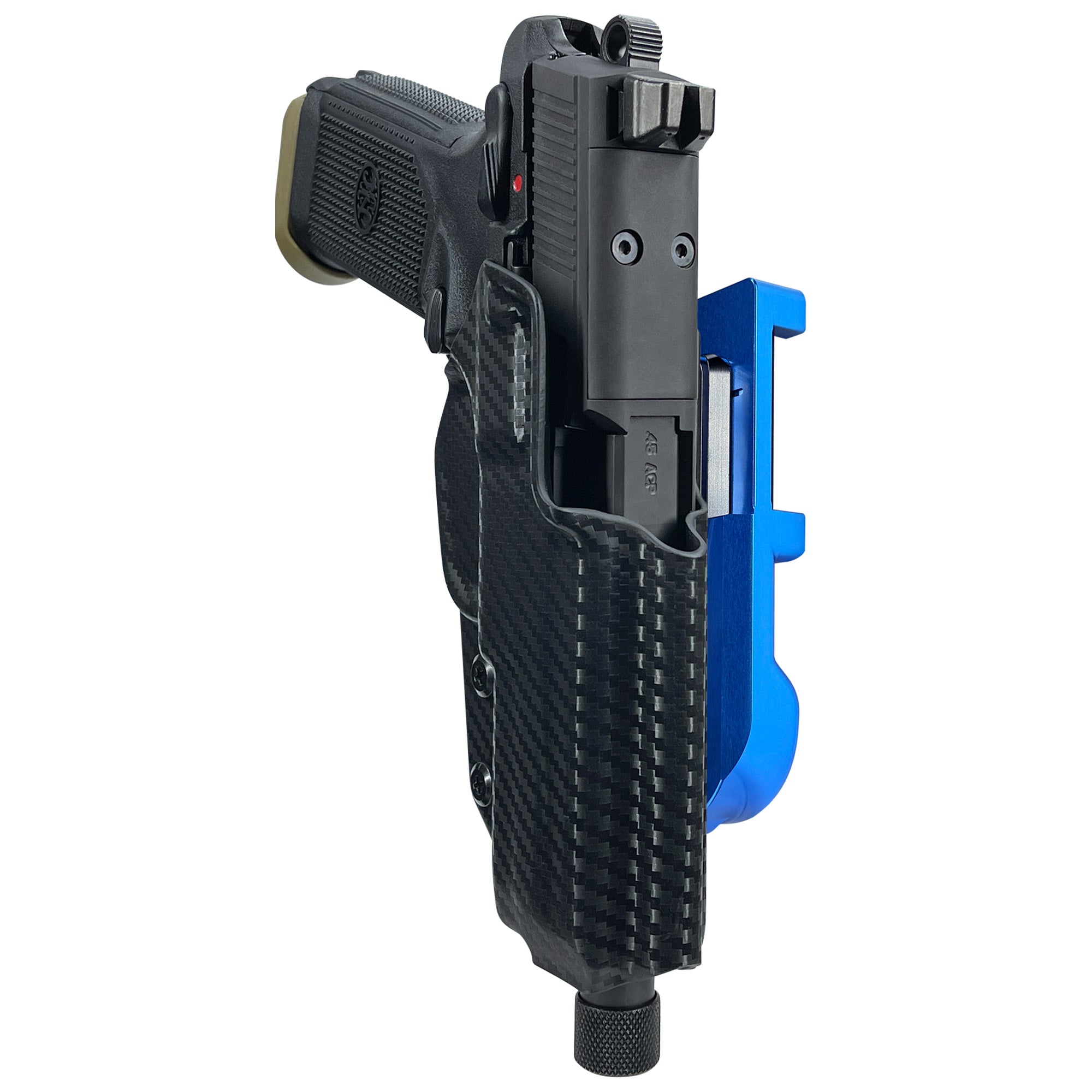 FN FNX 45 Tactical IDPA Quick Mount Holster with Blue Belt Attachment, Carbon Fiber Holster Shell