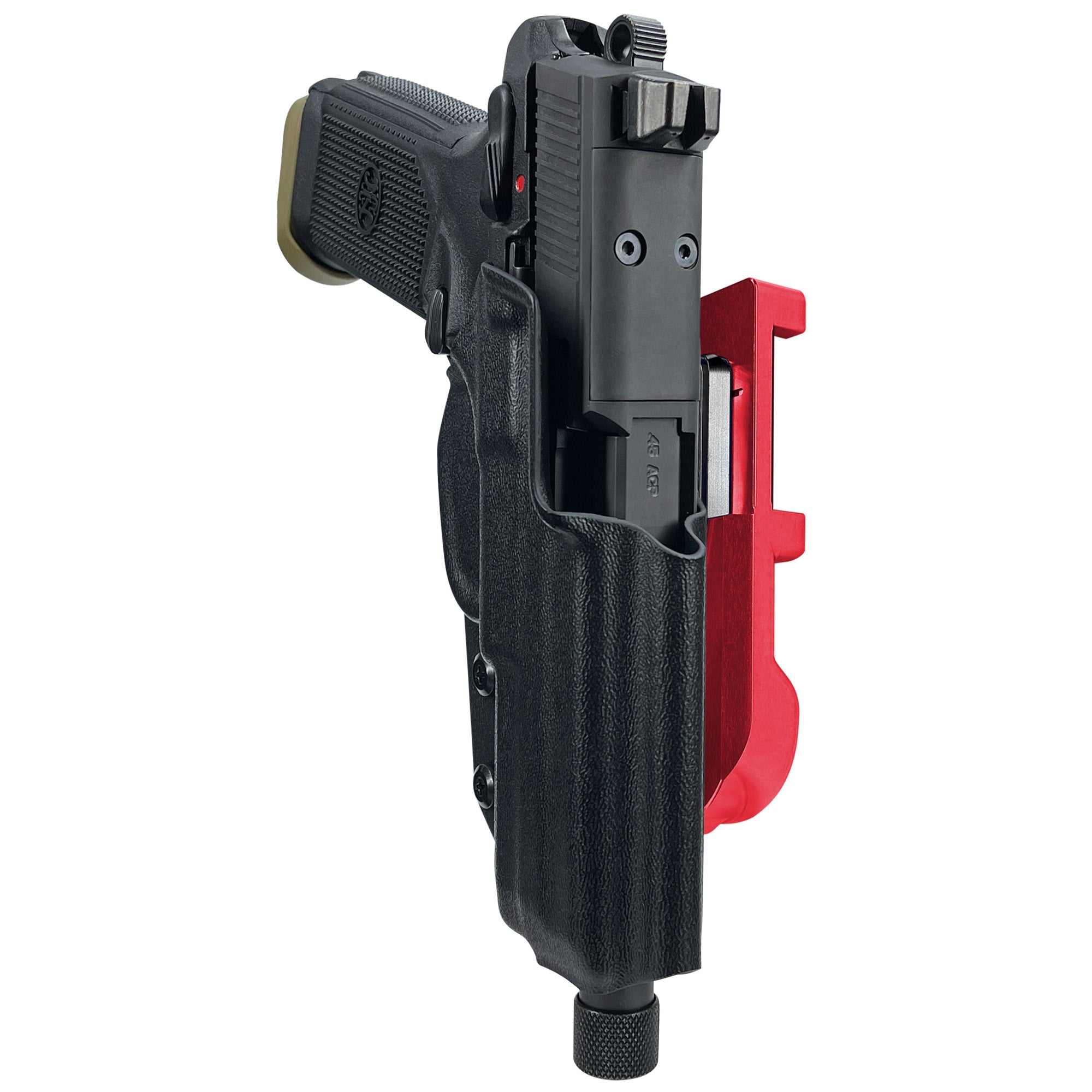 FN FNX 45 Tactical IDPA Quick Mount Holster with Red Belt Attachment, Black Holster Shell
