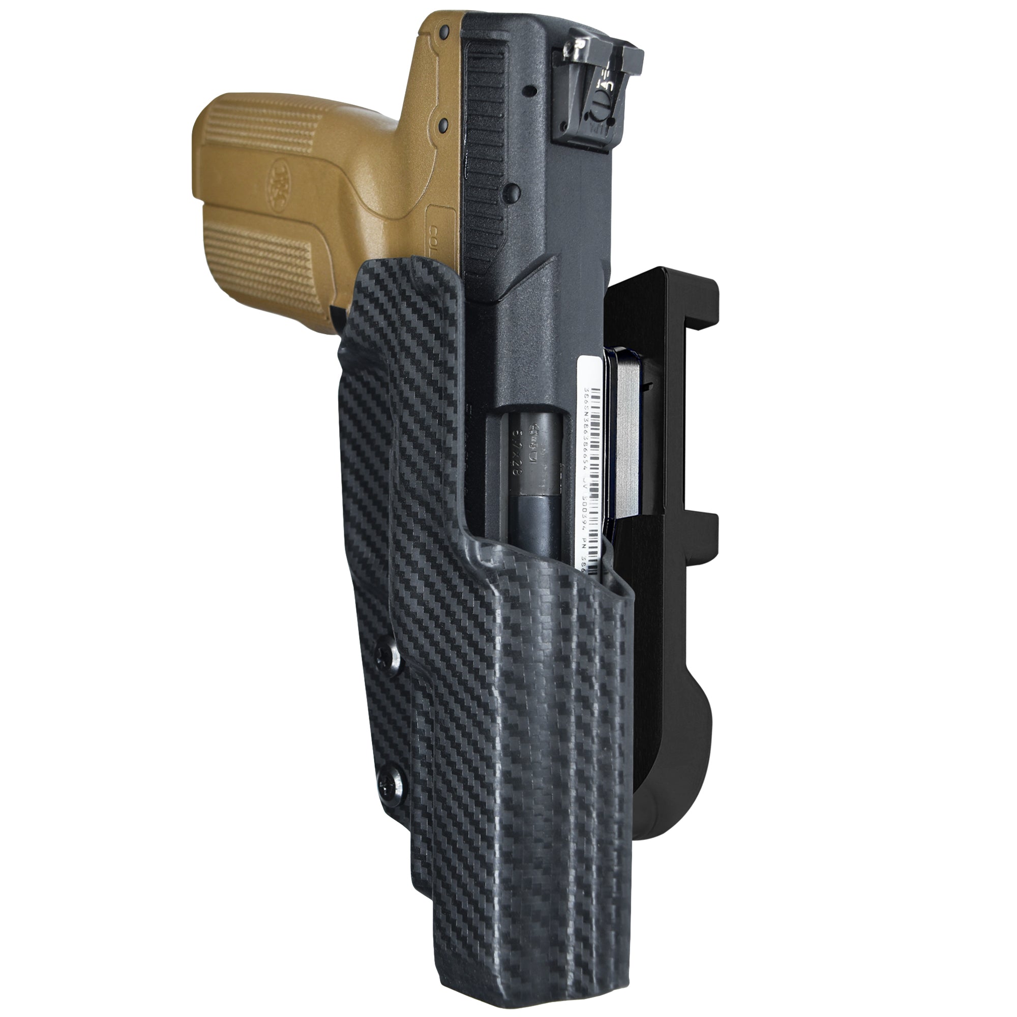 FN Five-seveN MK1 IDPA Quick Mount Holster with Black Belt Attachment, Carbon Fiber Holster Shell