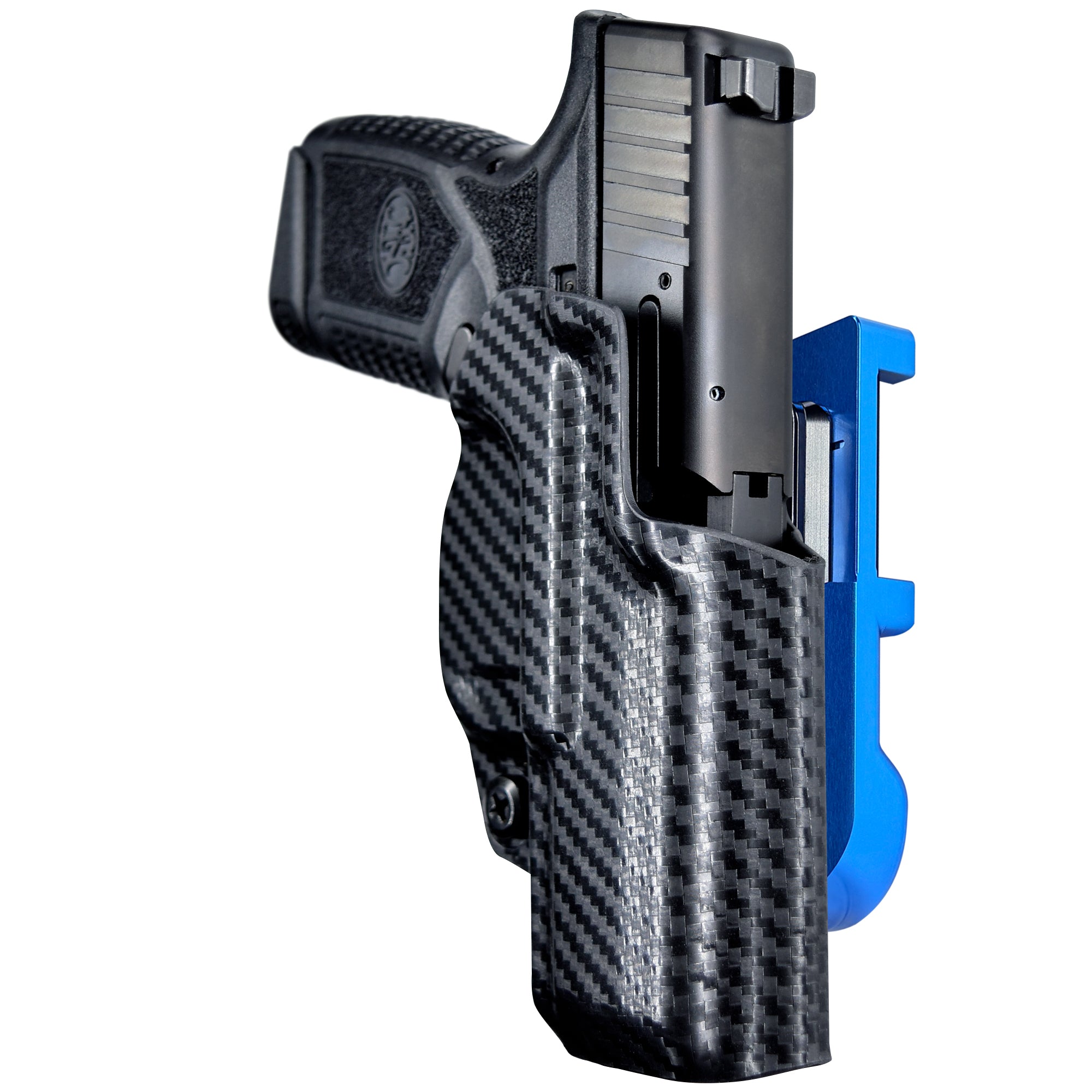 FN Reflex IDPA Quick Mount Holster with Blue Belt Attachment, Carbon Fiber Holster Shell