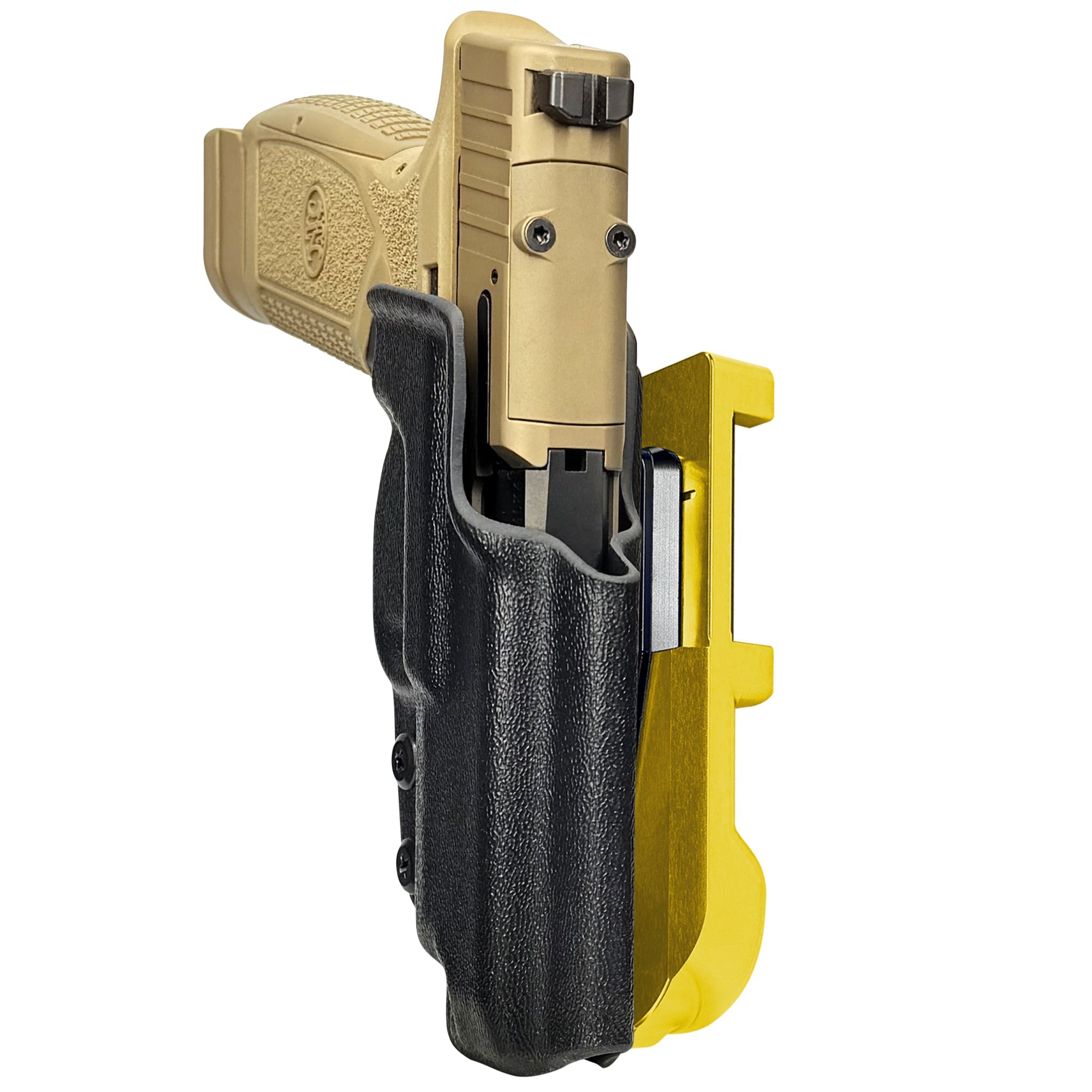 FN Reflex XL IDPA Quick Mount Holster with 24K Gold Belt Attachment, Black Holster Shell