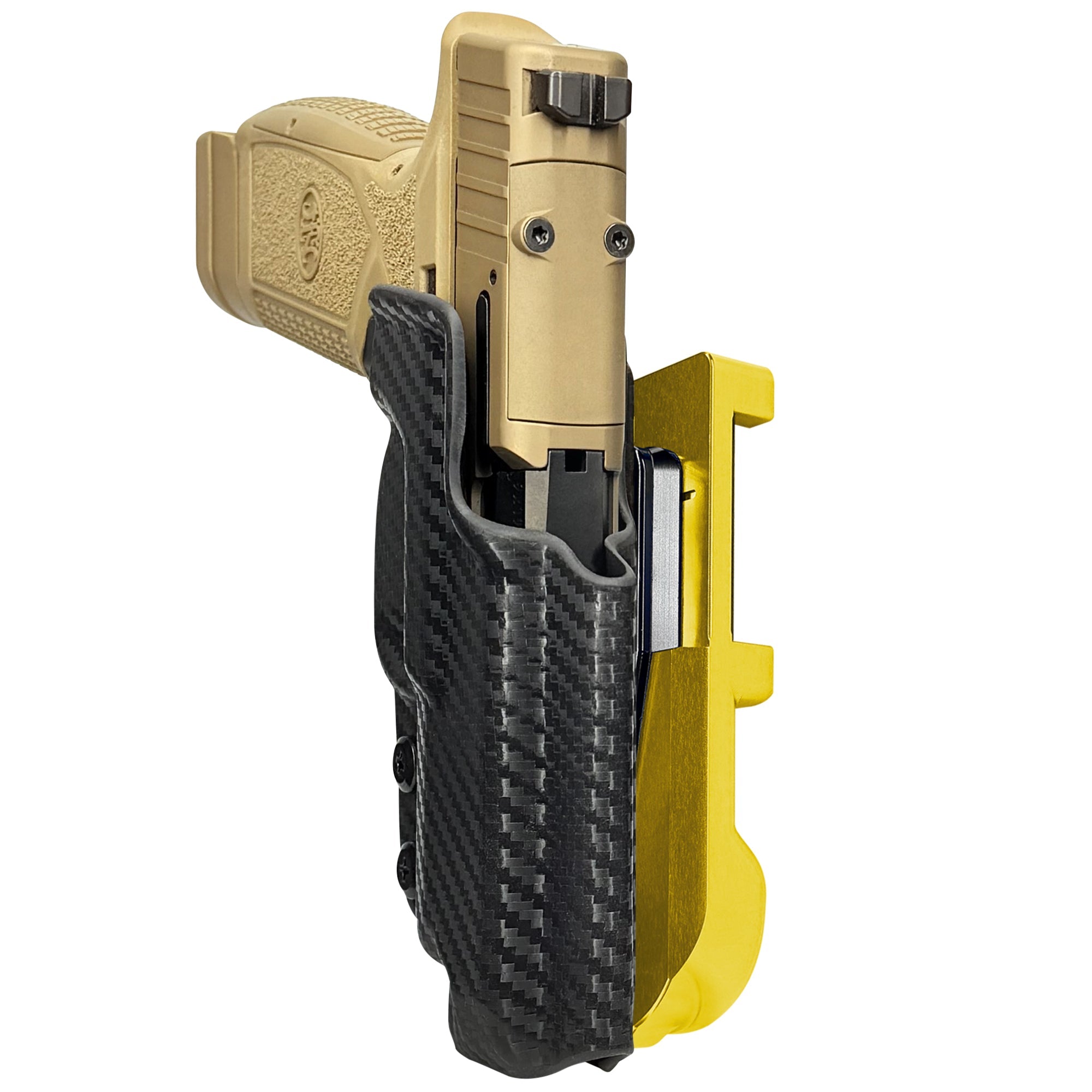 FN Reflex XL IDPA Quick Mount Holster with 24K Gold Belt Attachment, Carbon Fiber Holster Shell