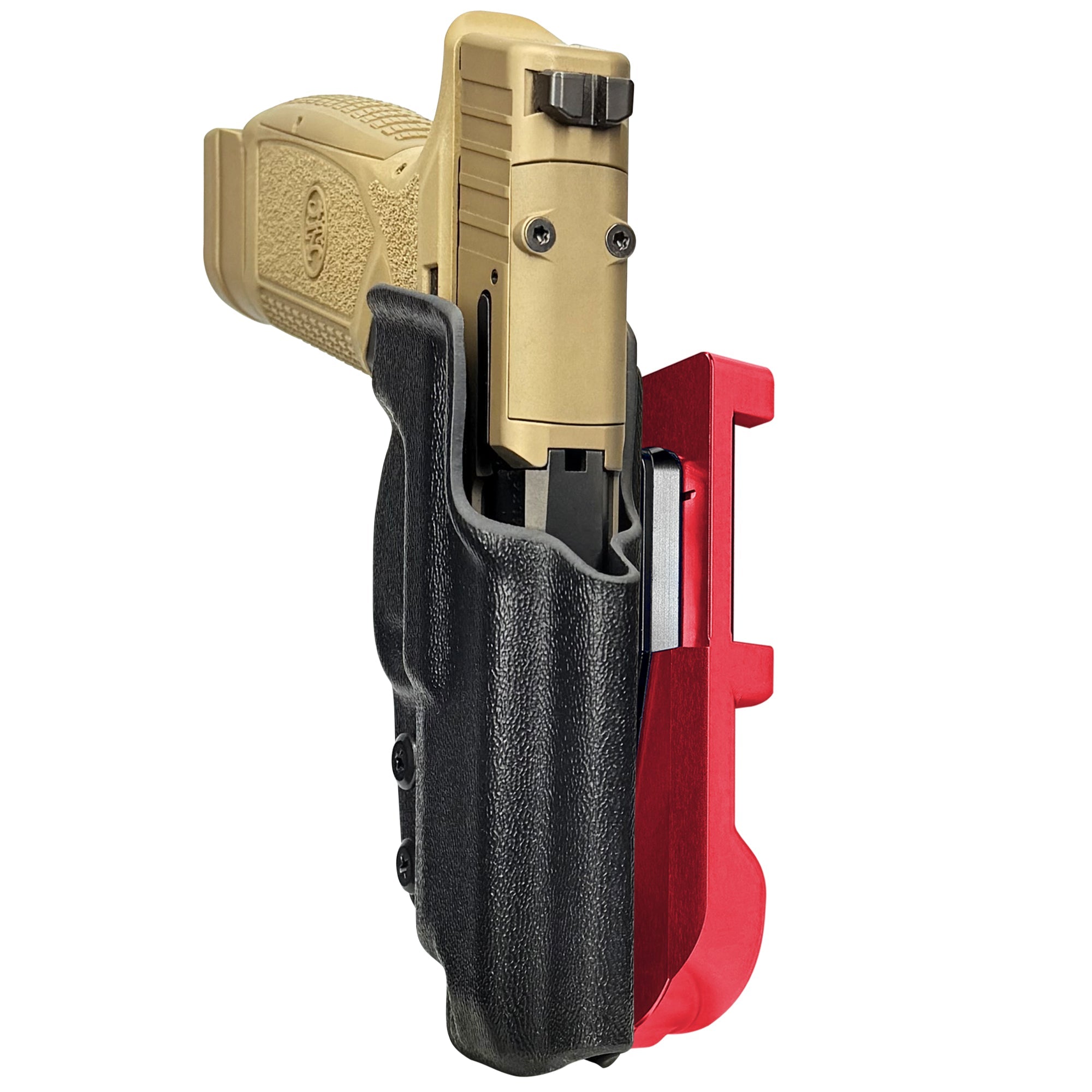 FN Reflex XL IDPA Quick Mount Holster with Red Belt Attachment, Black Holster Shell