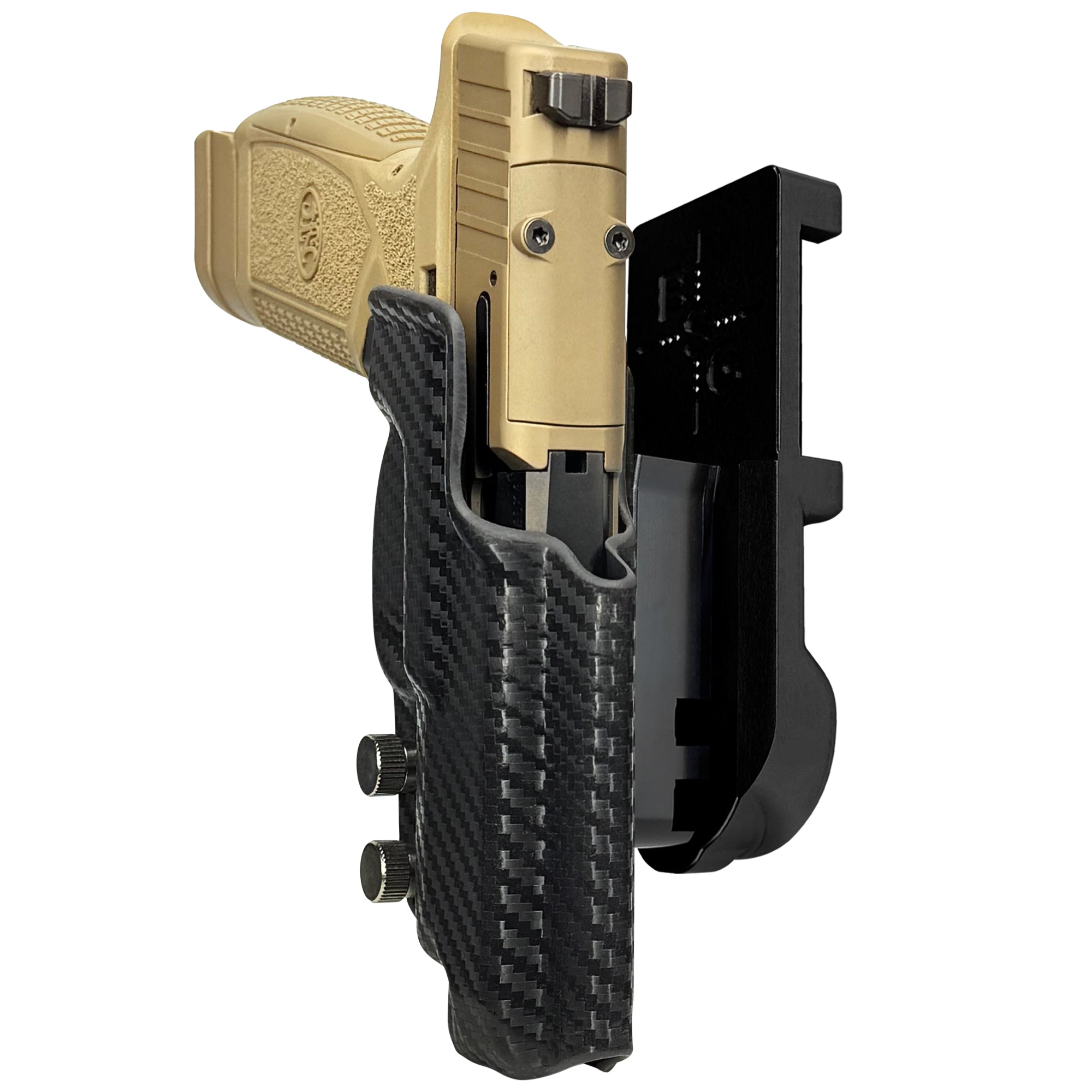 FN Reflex XL IPSC/USPA Quick Mount Holster with Black Belt Attachment, Carbon Fiber Holster Shell