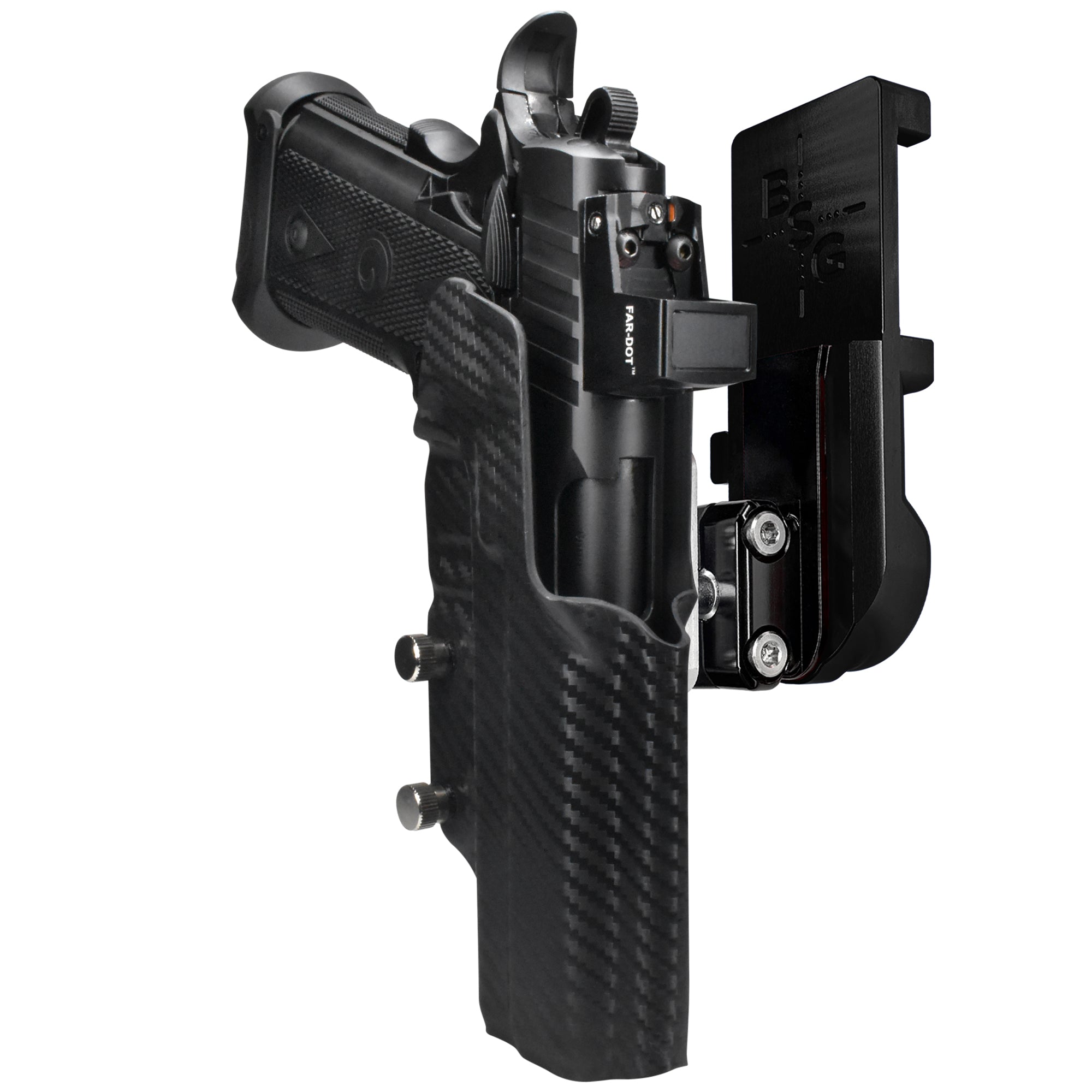 Girsan Witness2311 IPSC/USPA Quick Mount Ball Joint Holster with Black Belt Attachment, Carbon Fiber Holster Shell