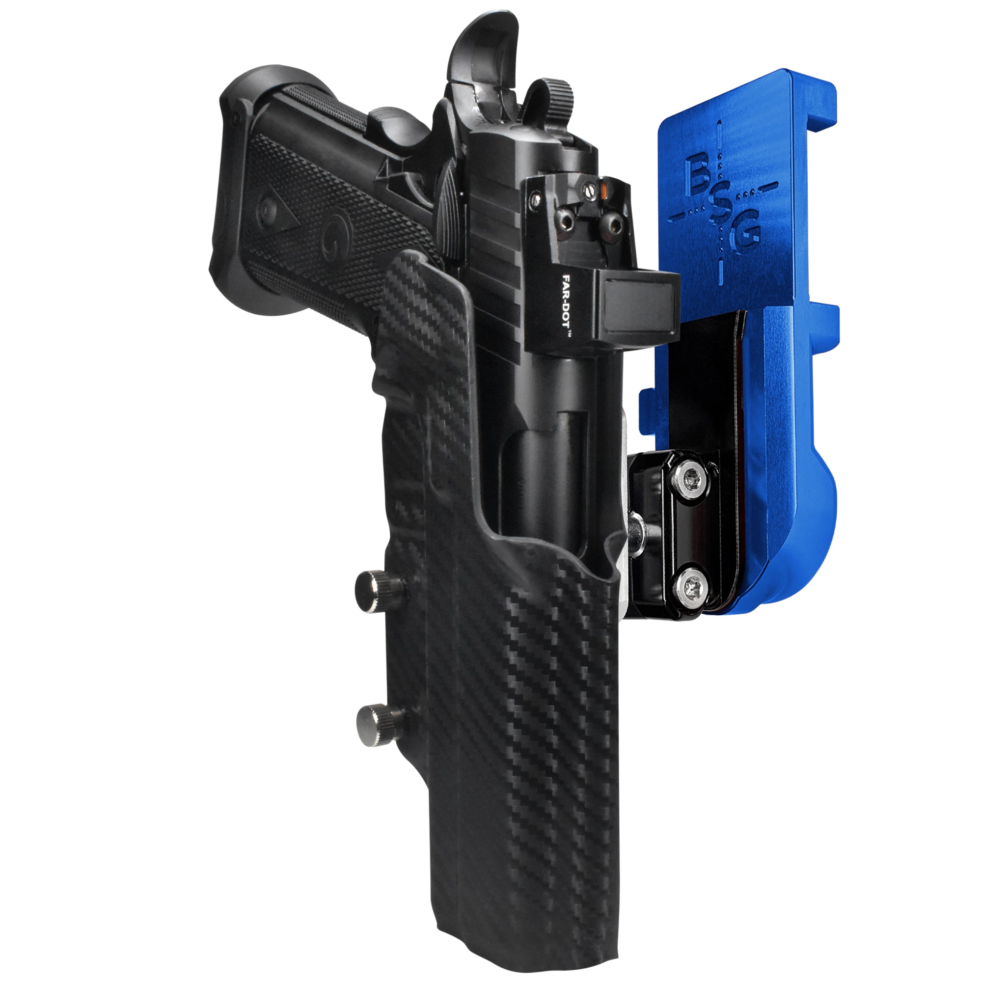 Girsan Witness2311 IPSC/USPA Quick Mount Ball Joint Holster with Blue Belt Attachment, Carbon Fiber Holster Shell