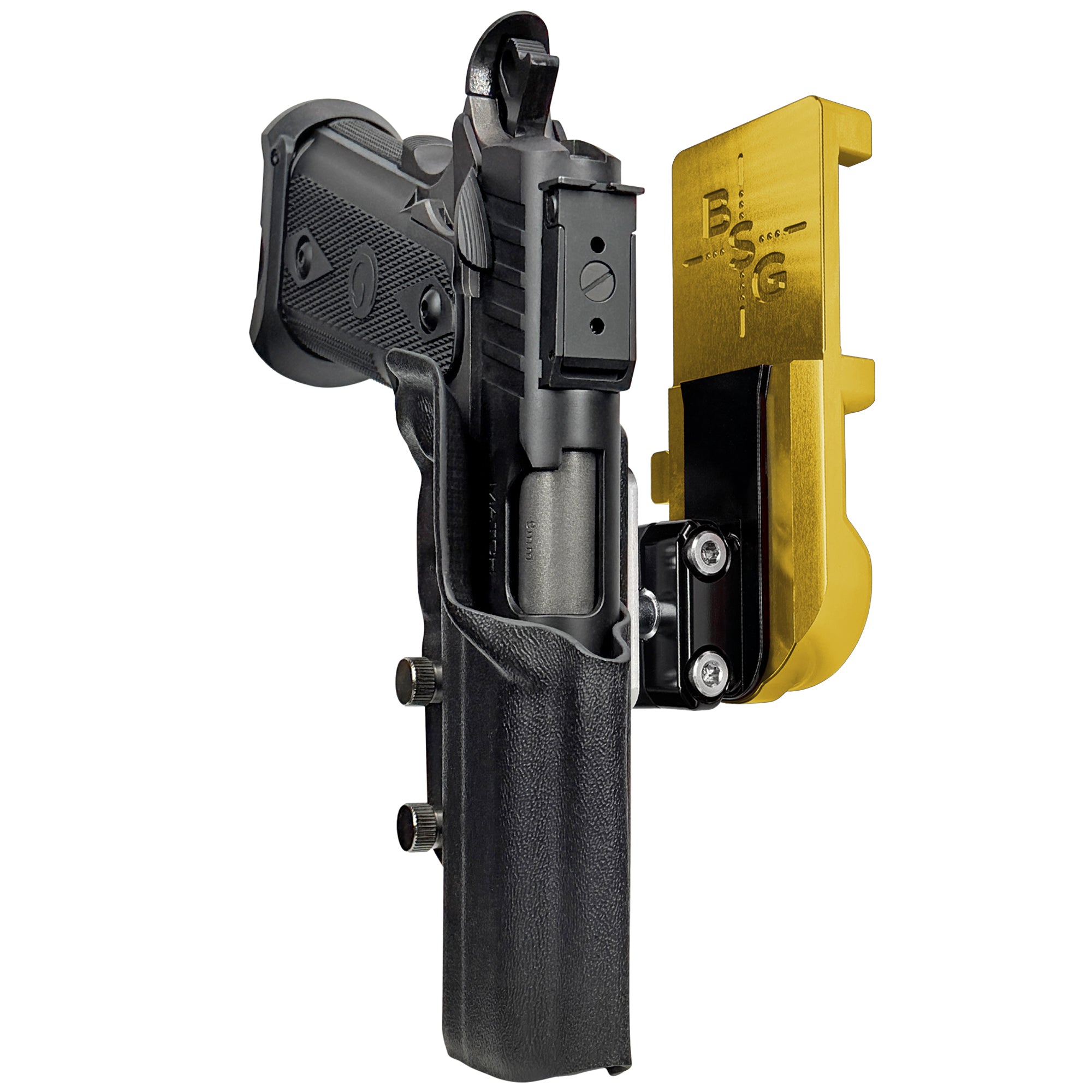Witness2311 Match X IPSC/USPA Quick Mount Ball Joint Holster with 24K Gold Belt Attachment, Black Holster Shell