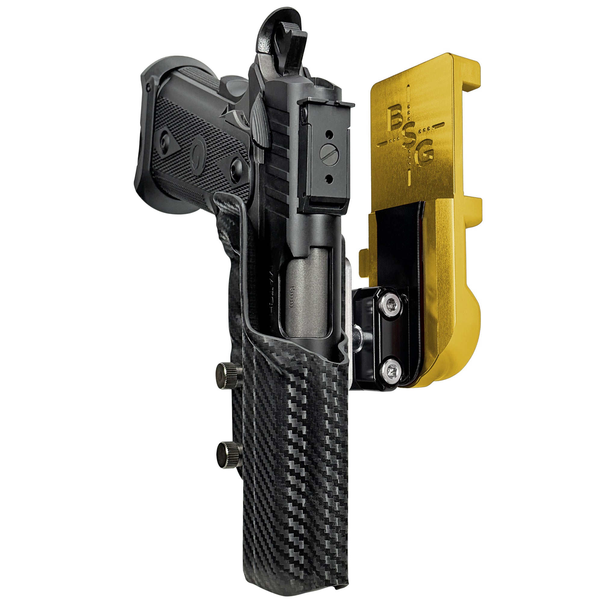 Witness2311 Match X IPSC/USPA Quick Mount Ball Joint Holster with 24K Gold Belt Attachment, Carbon Fiber Holster Shell