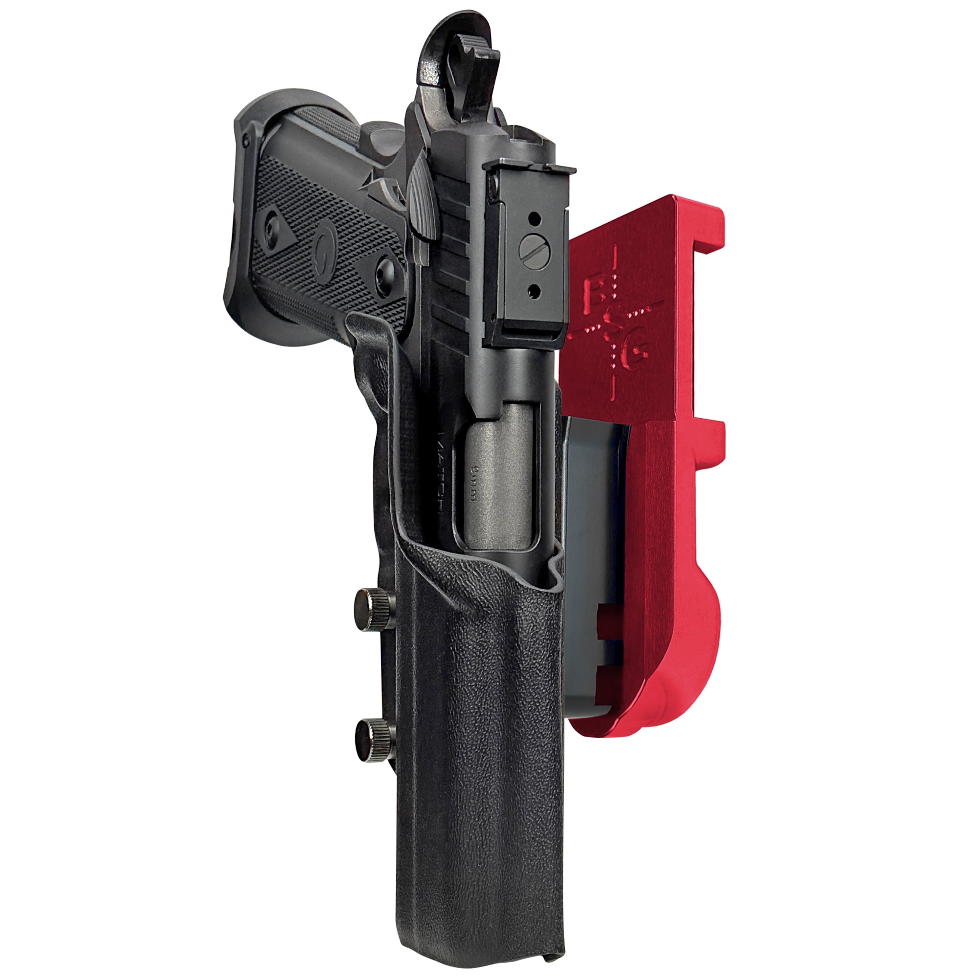 Witness2311 Match X IPSC/USPA Quick Mount Holster with Red Belt Attachment, Black Holster Shell