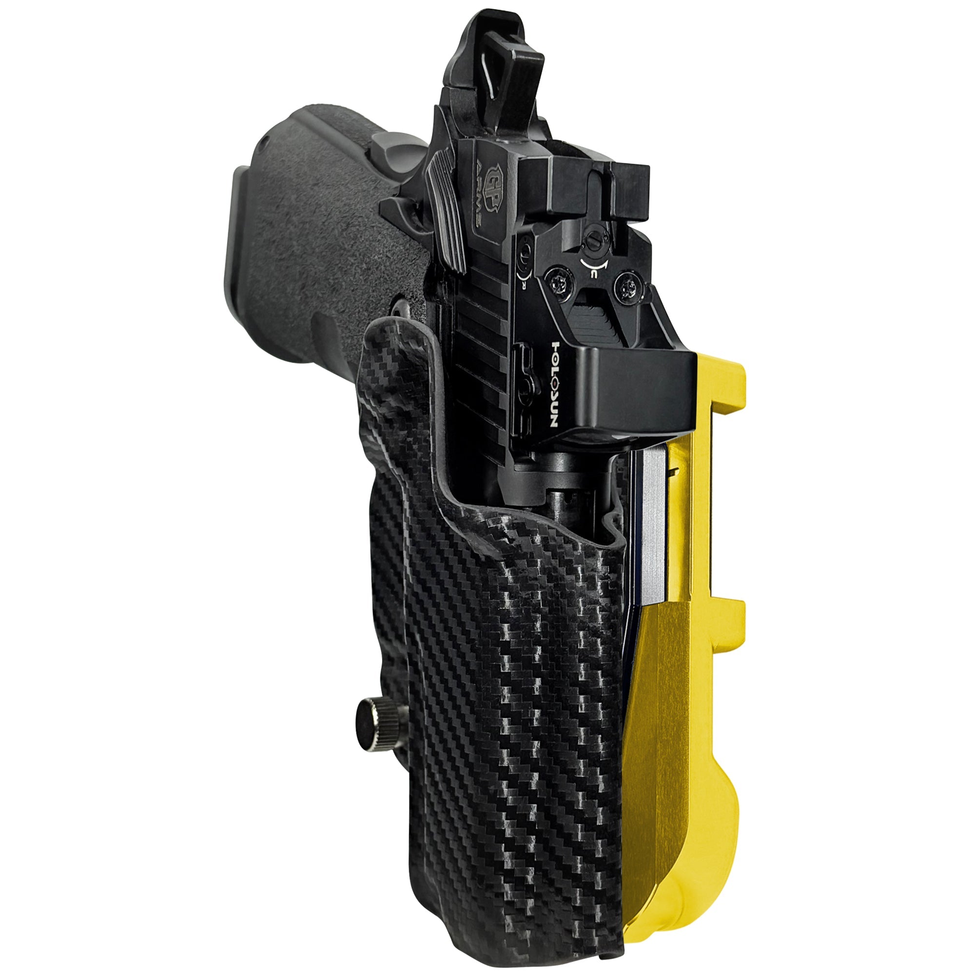 GP Arms Forza 3.1 IDPA Quick Mount Holster with 24K Gold Belt Attachment, Carbon Fiber Holster Shell