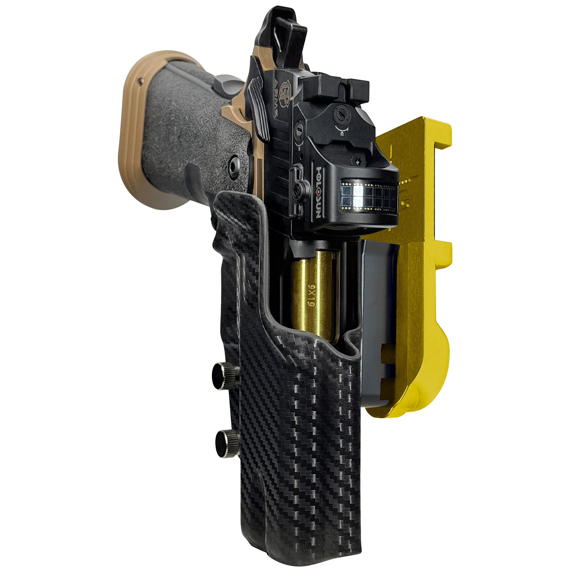 GP Arms Patriot IPSC/USPA Quick Mount Holster with 24K Gold Belt Attachment, Carbon Fiber Holster Shell