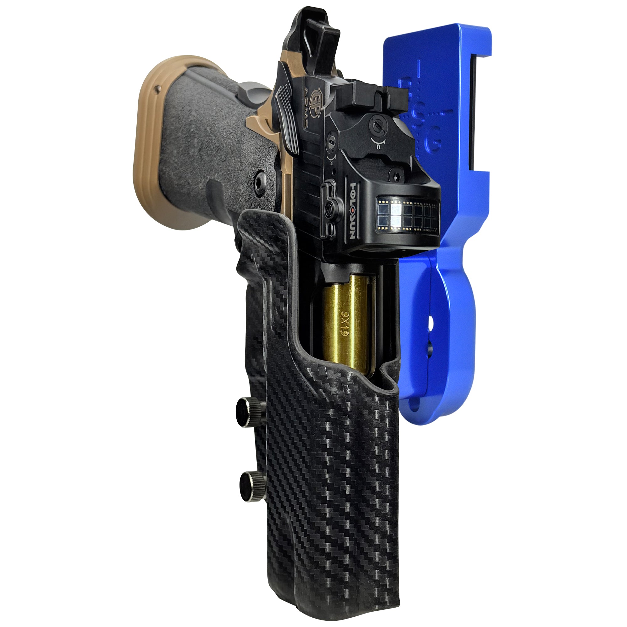 GP Arms Patriot Pro Heavy Duty Competition Holster in Blue / Carbon Fiber