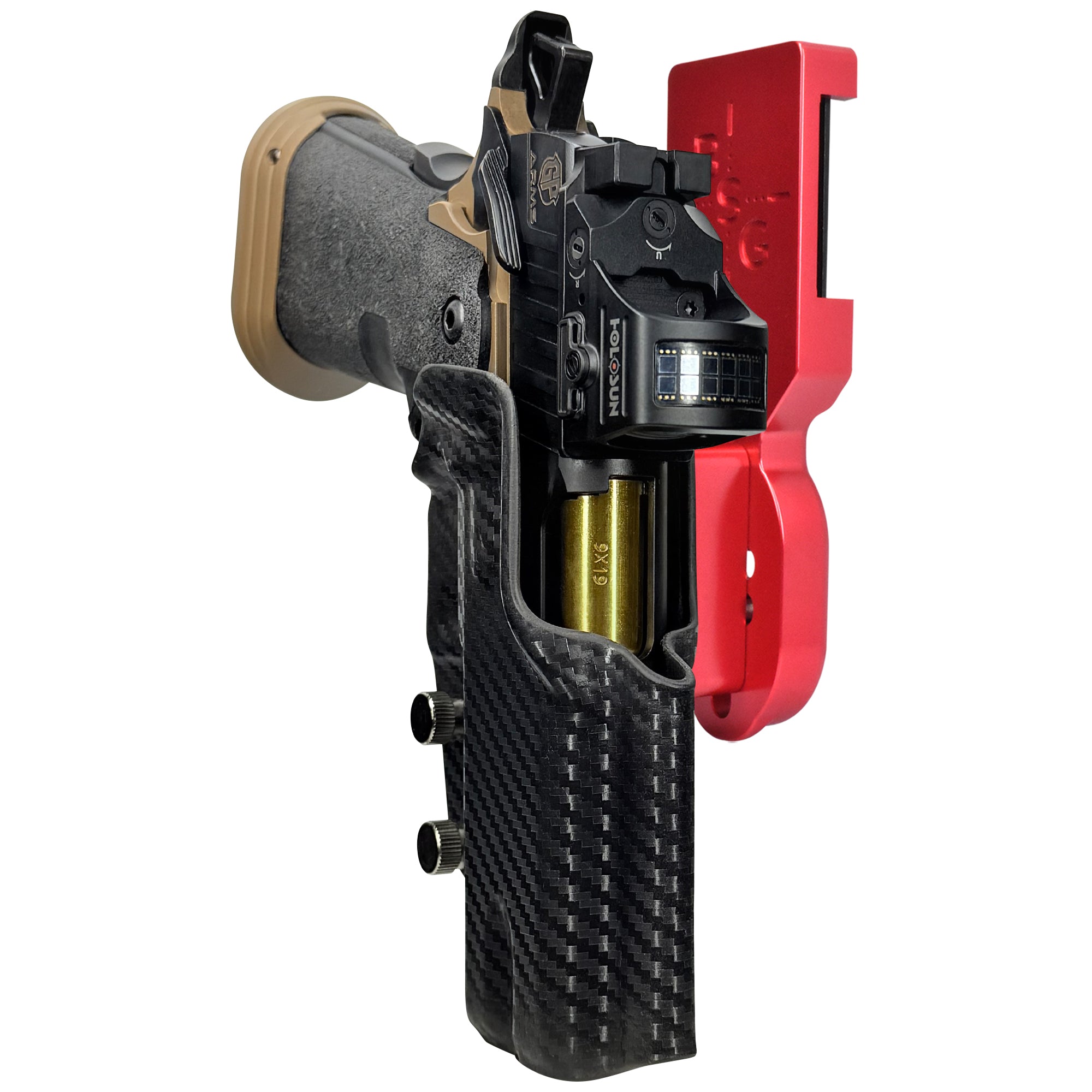 GP Arms Patriot Pro Heavy Duty Competition Holster in Red / Carbon Fiber