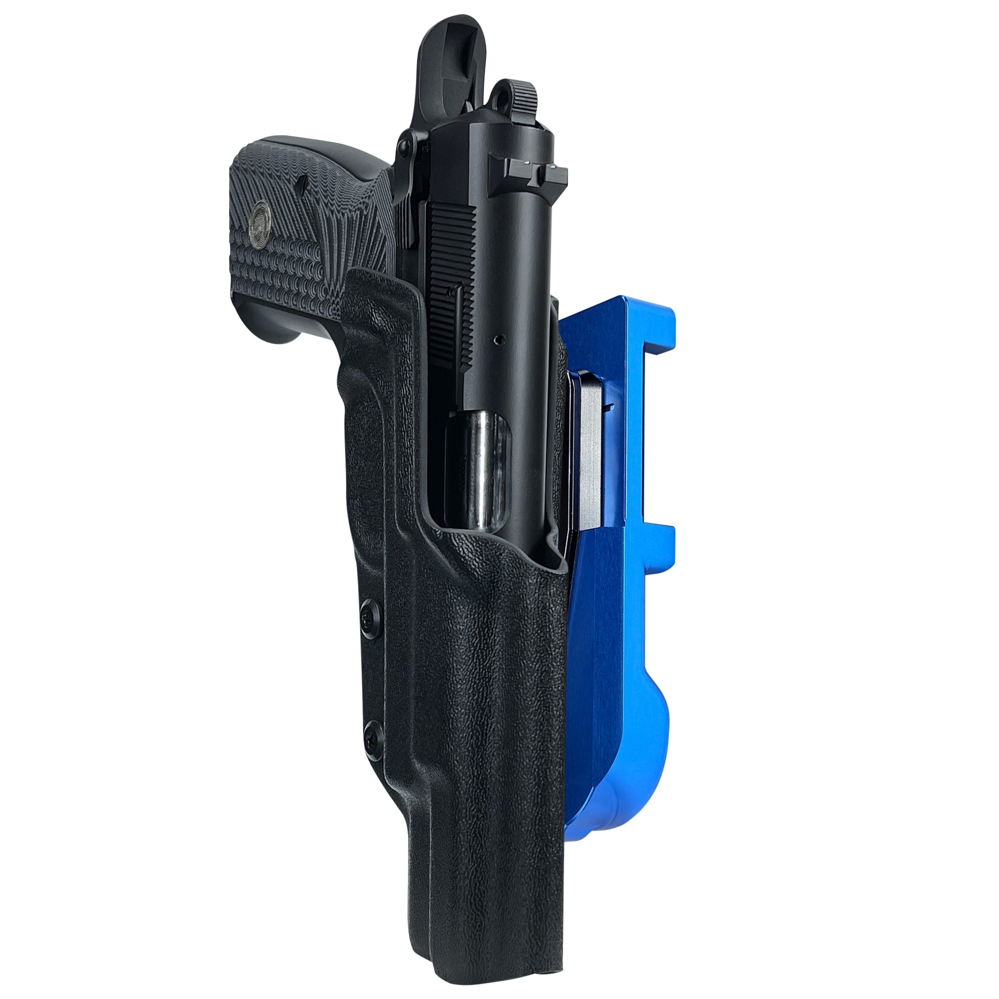 Girsan MC P35 IDPA Quick Mount Holster with Blue Belt Attachment, Black Holster Shell