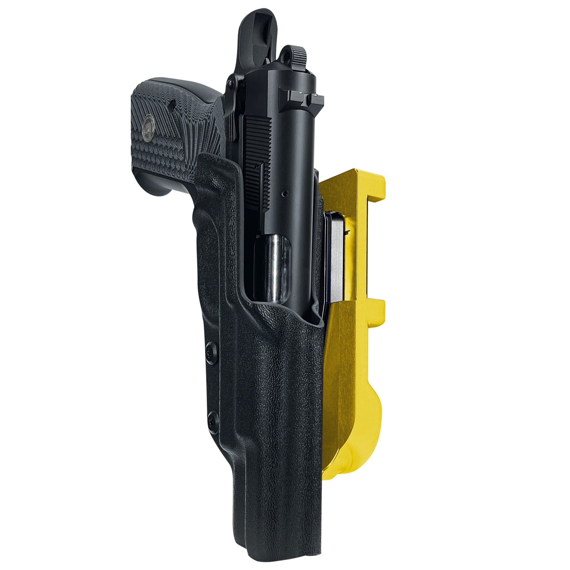 Girsan MC P35 IDPA Quick Mount Holster with 24K Gold Belt Attachment, Black Holster Shell