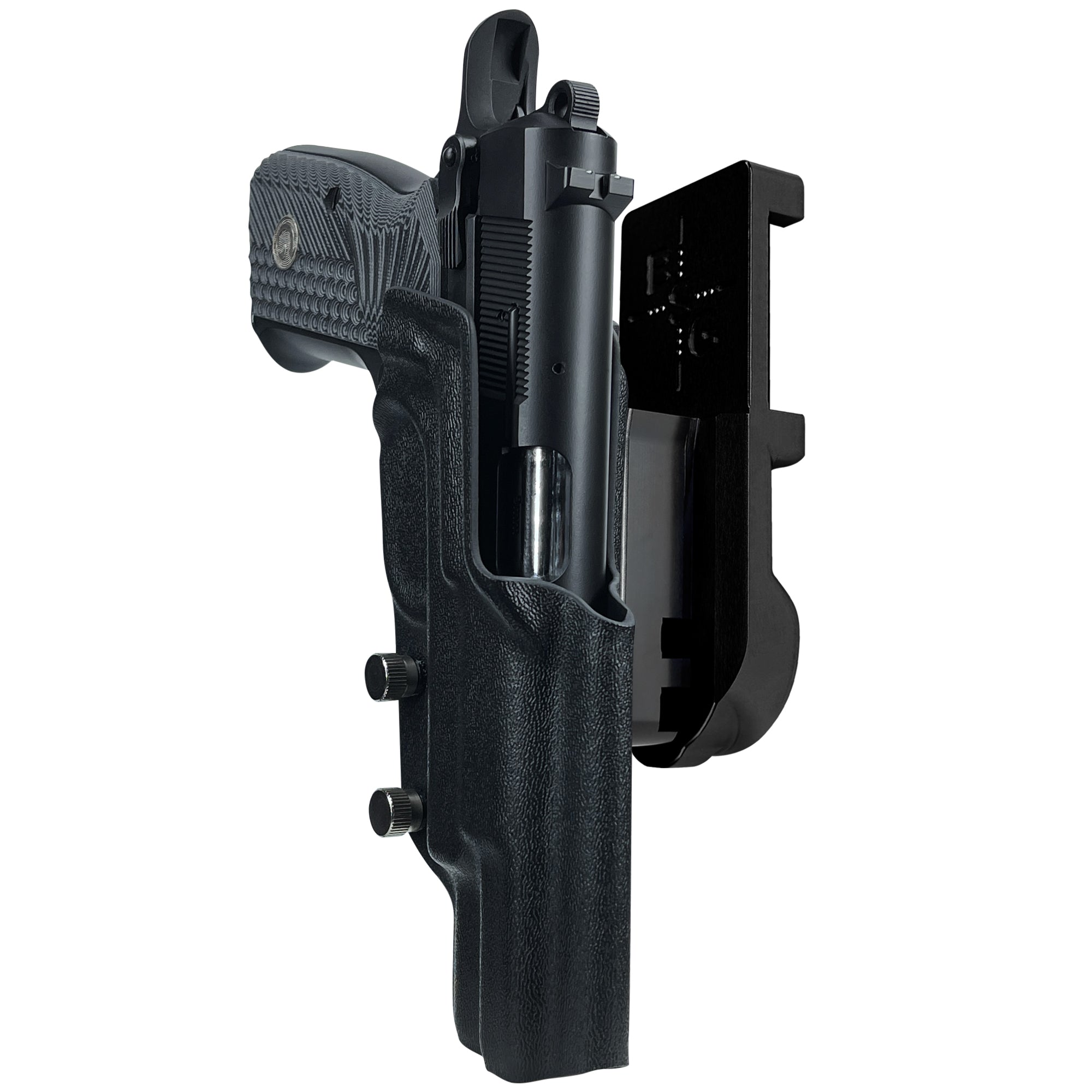 Girsan MC P35 IPSC/USPA Quick Mount Holster with Black Belt Attachment, Black Holster Shell