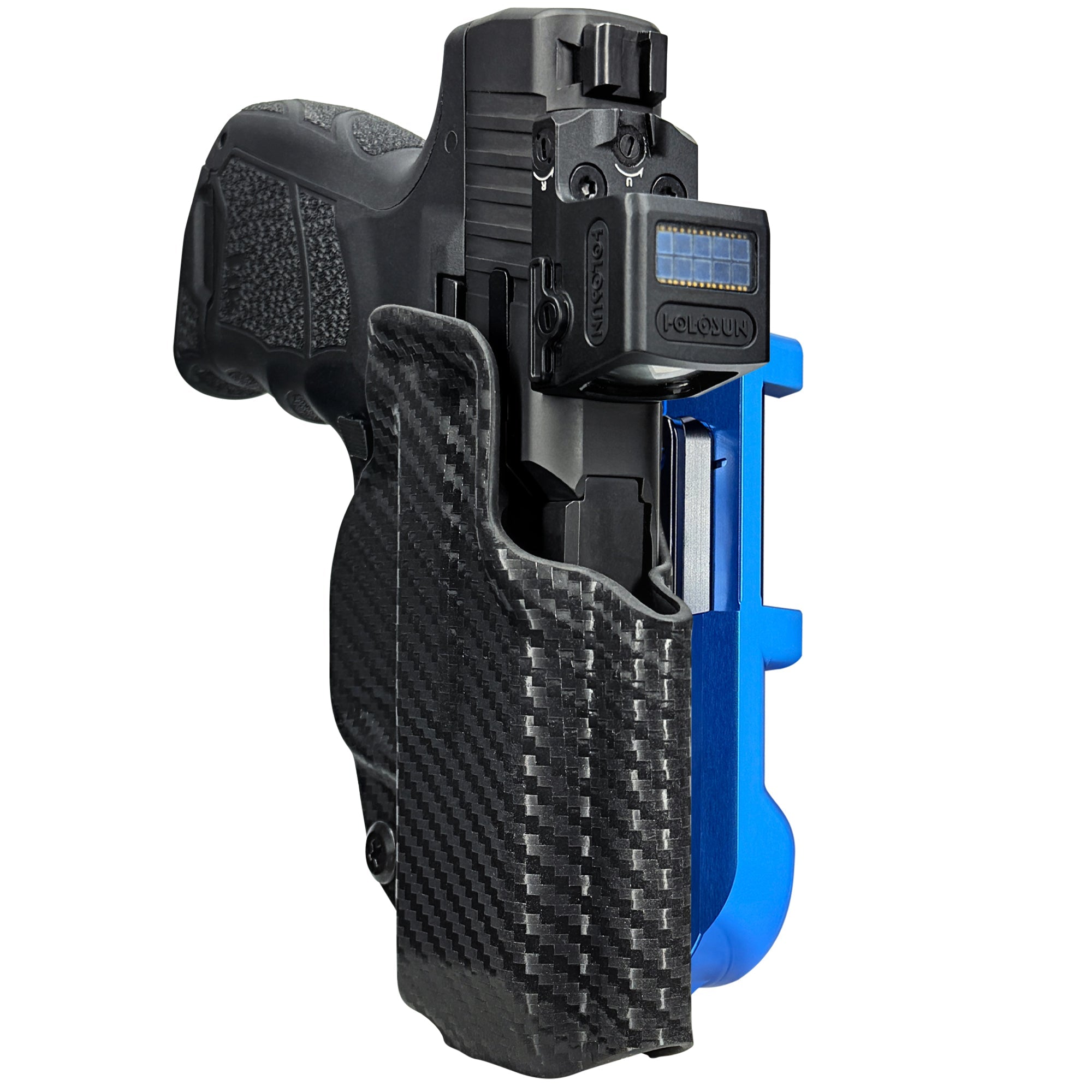 H&K CC9 IDPA Quick Mount Holster with Blue Belt Attachment, Carbon Fiber Holster Shell