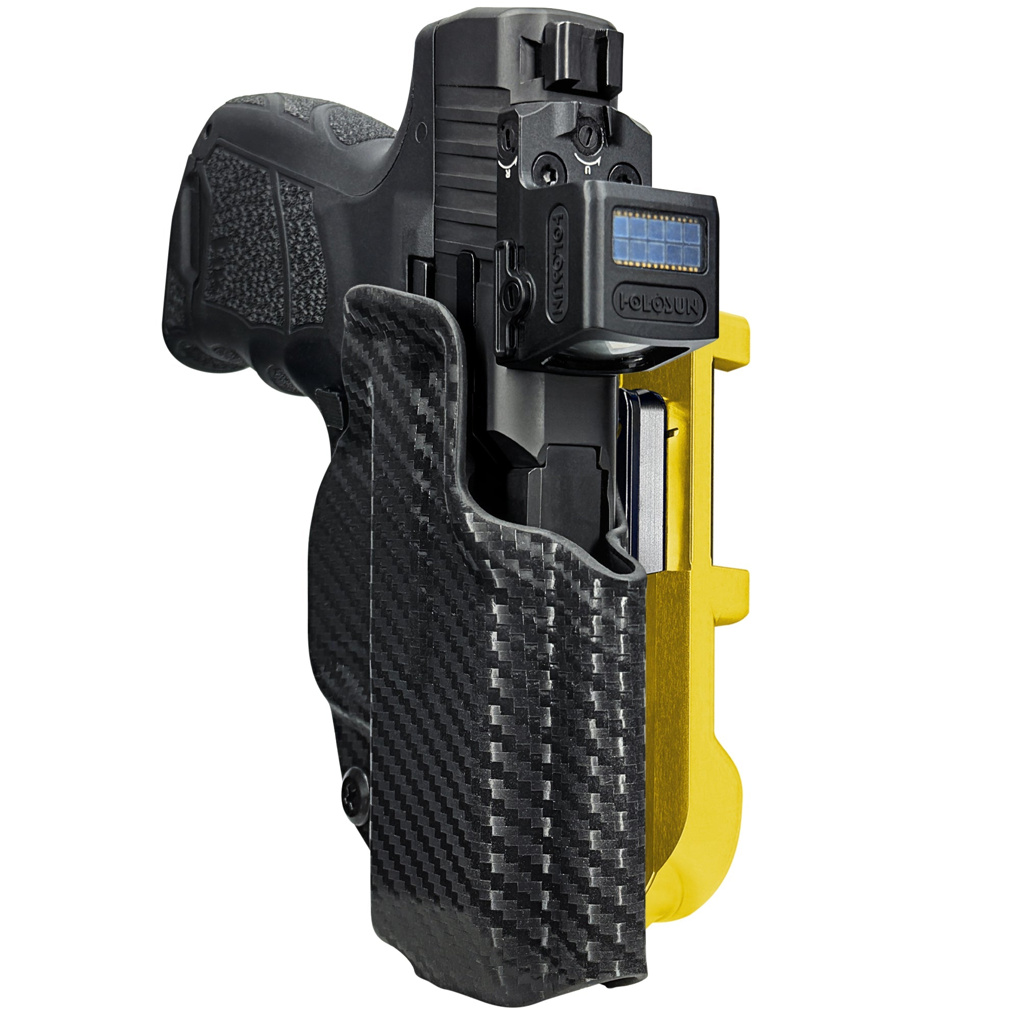 H&K CC9 IDPA Quick Mount Holster with 24K Gold Belt Attachment, Carbon Fiber Holster Shell