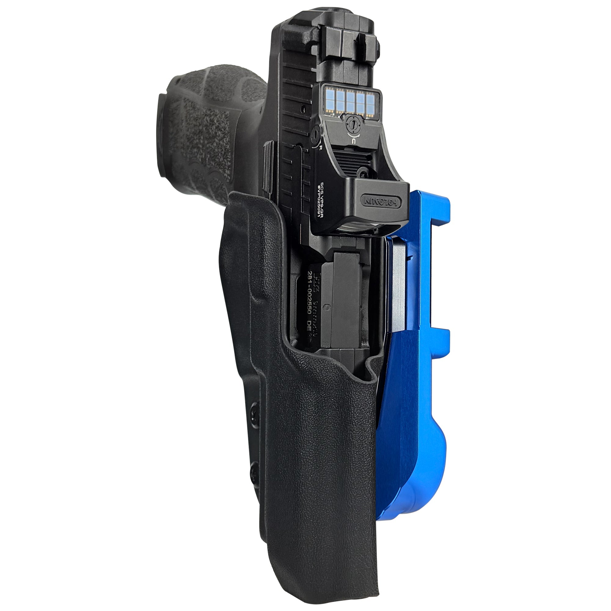 H&K VP9A1 F IDPA Quick Mount Holster with Blue Belt Attachment, Black Holster Shell