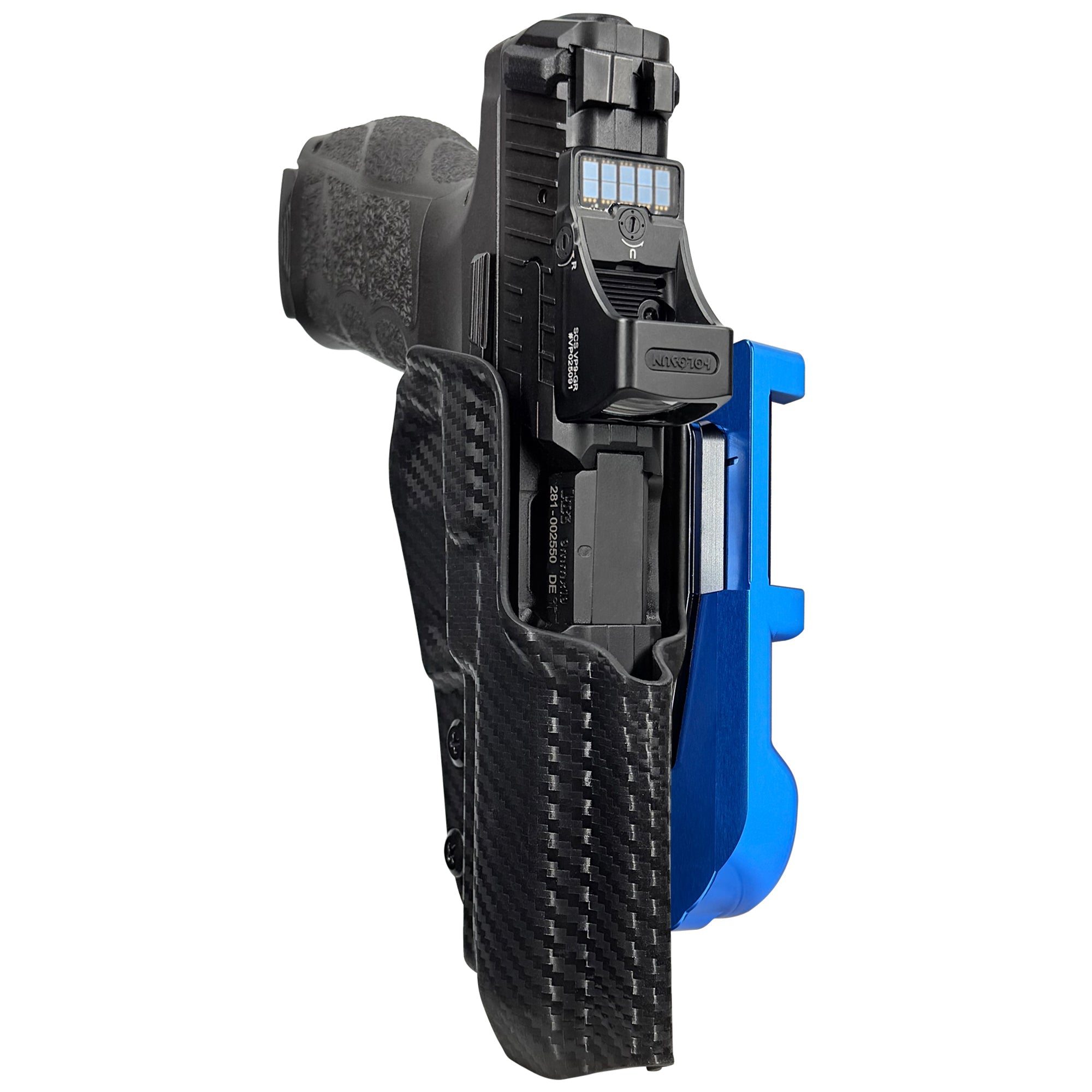 H&K VP9A1 F IDPA Quick Mount Holster with Blue Belt Attachment, Carbon Fiber Holster Shell