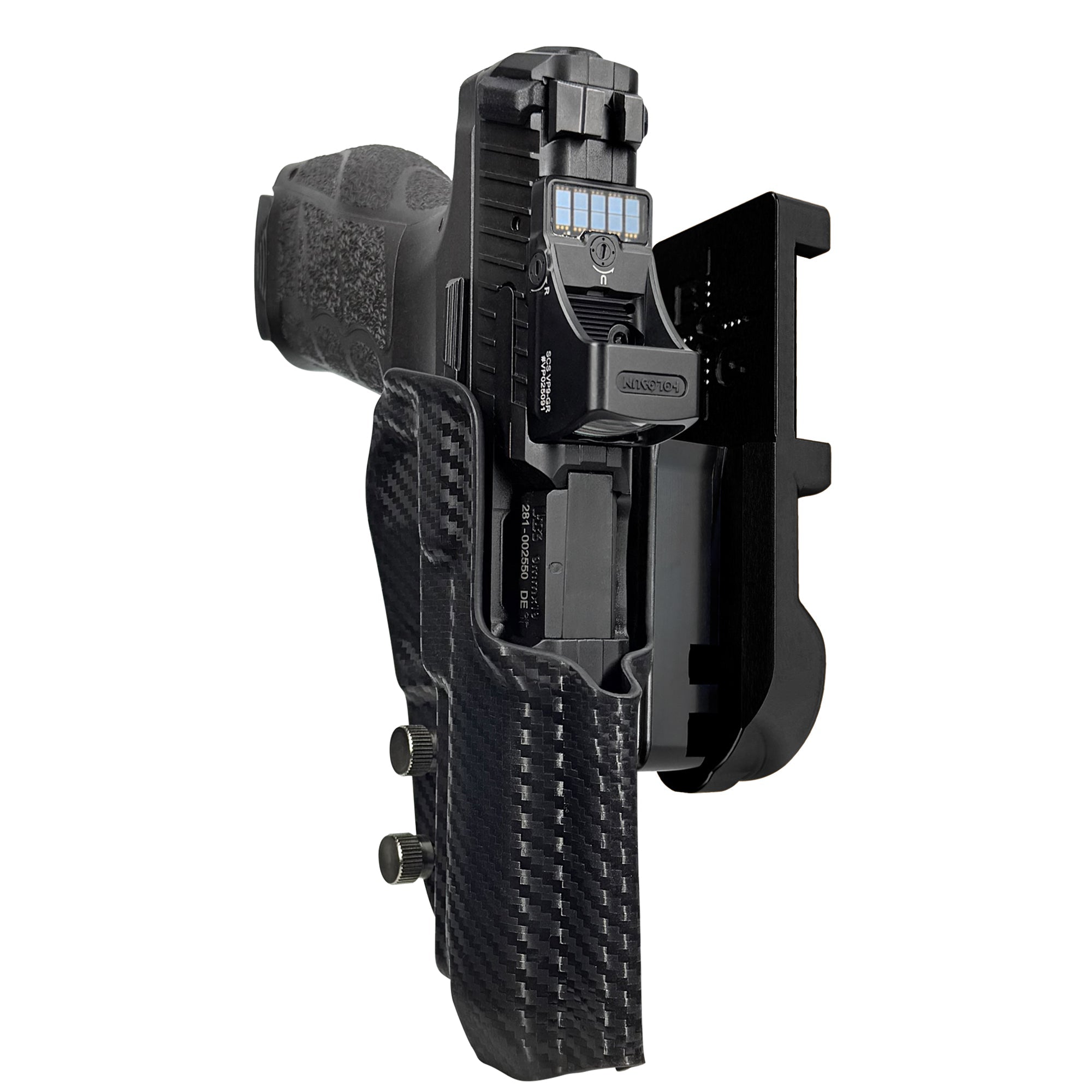 H&K VP9A1 F IPSC/USPA Quick Mount Holster with Black Belt Attachment, Carbon Fiber Holster Shell