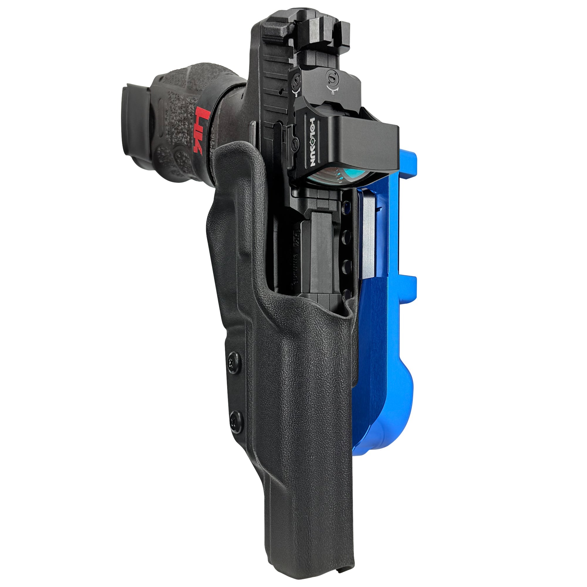 H&K VP9 Match IDPA Quick Mount Holster with Blue Belt Attachment, Black Holster Shell
