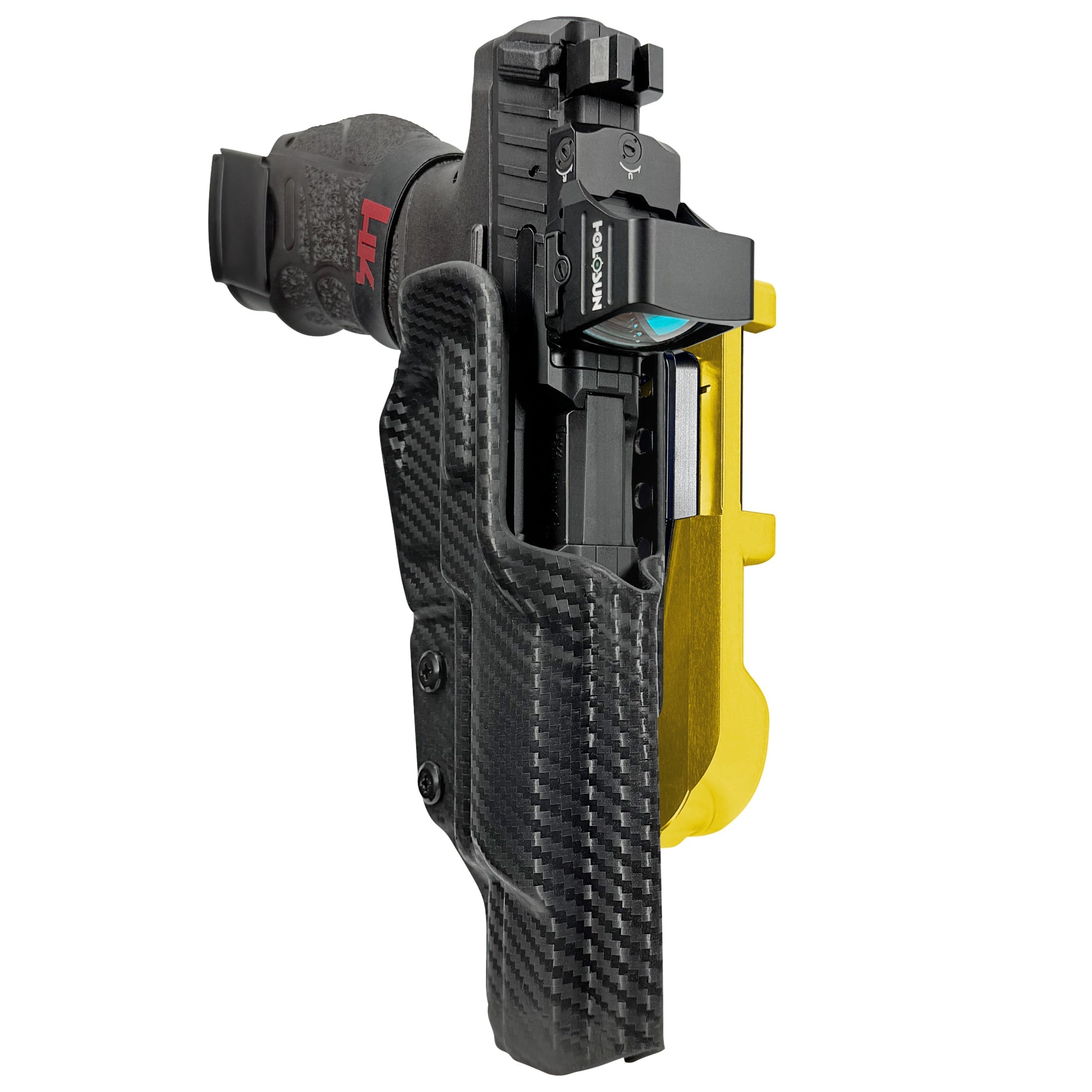 H&K VP9 Match IDPA Quick Mount Holster with 24K Gold Belt Attachment, Carbon Fiber Holster Shell