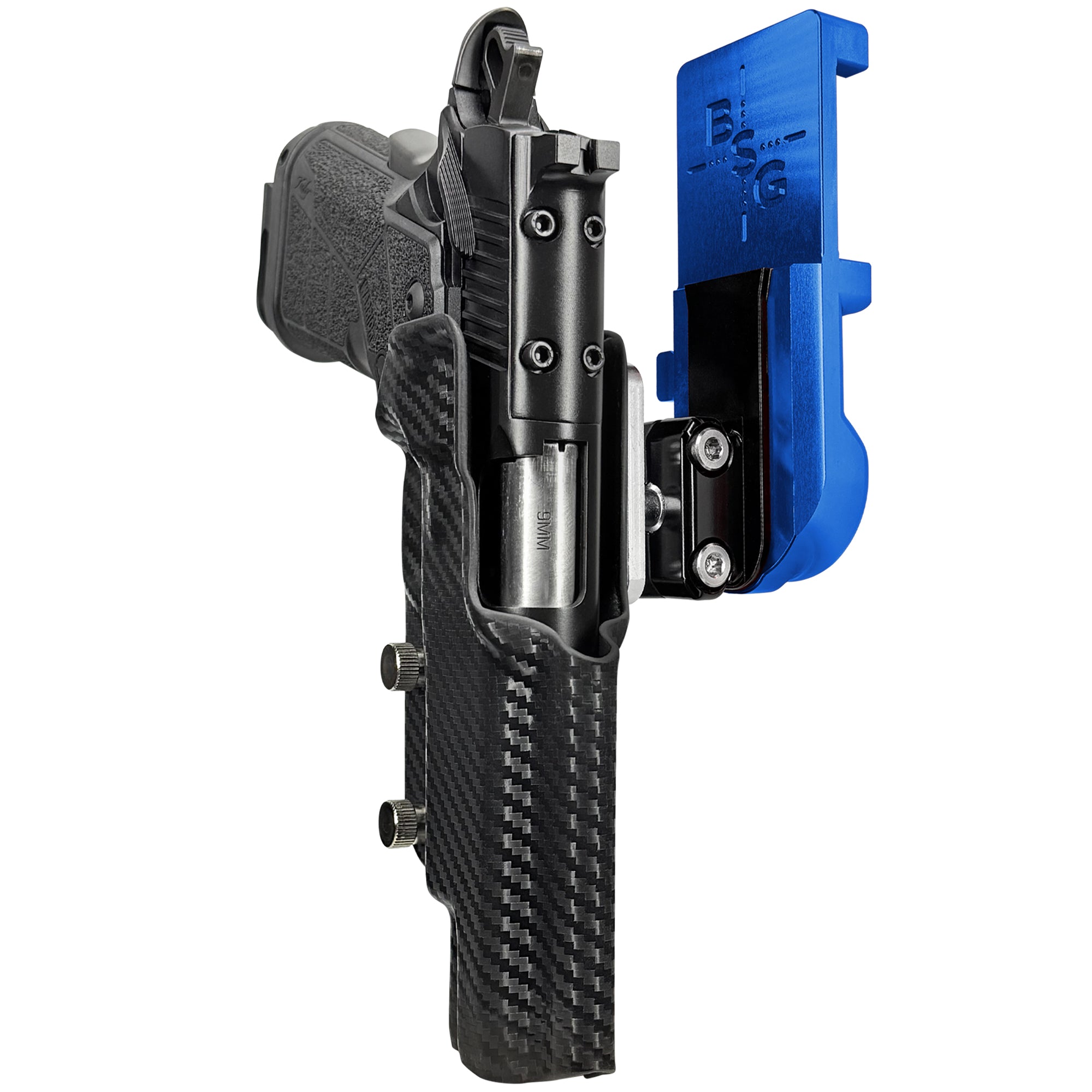 Kimber Warrior IPSC/USPA Quick Mount Ball Joint Holster with Blue Belt Attachment, Carbon Fiber Holster Shell