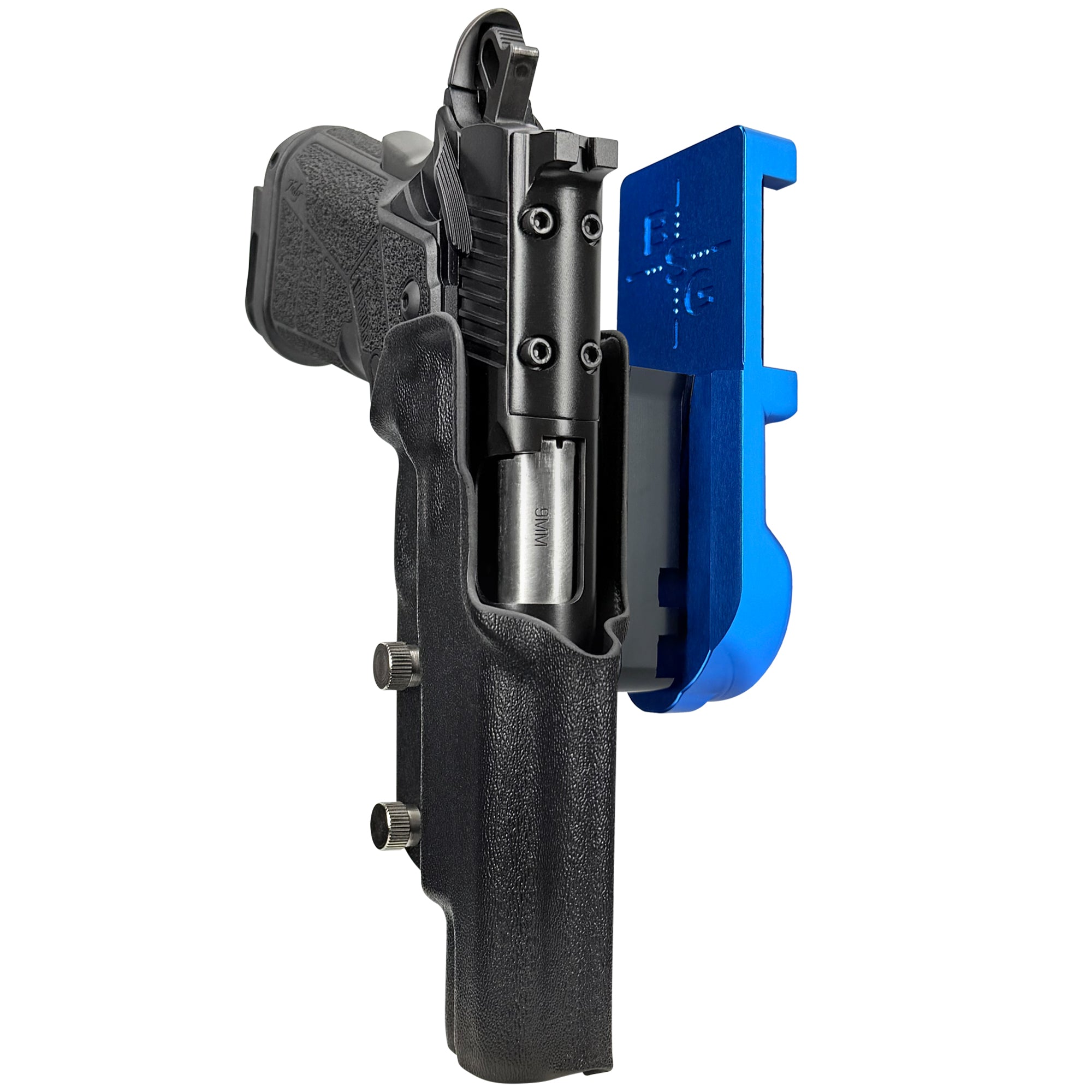 Kimber Warrior IPSC/USPA Quick Mount Holster with Blue Belt Attachment, Black Holster Shell