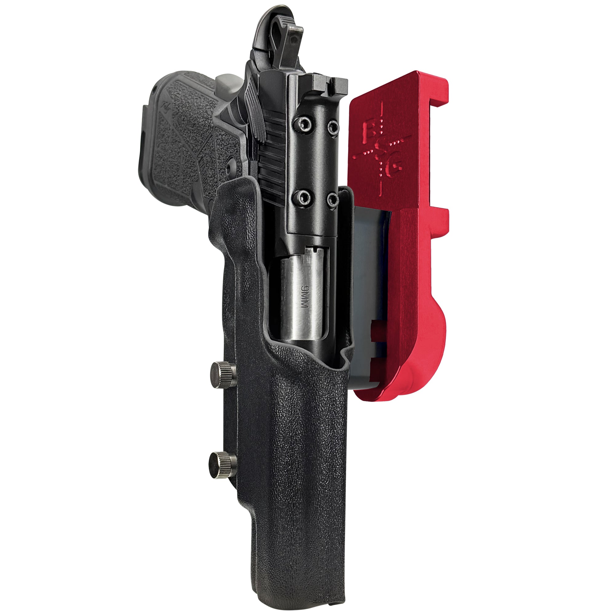 Kimber Warrior IPSC/USPA Quick Mount Holster with Red Belt Attachment, Black Holster Shell