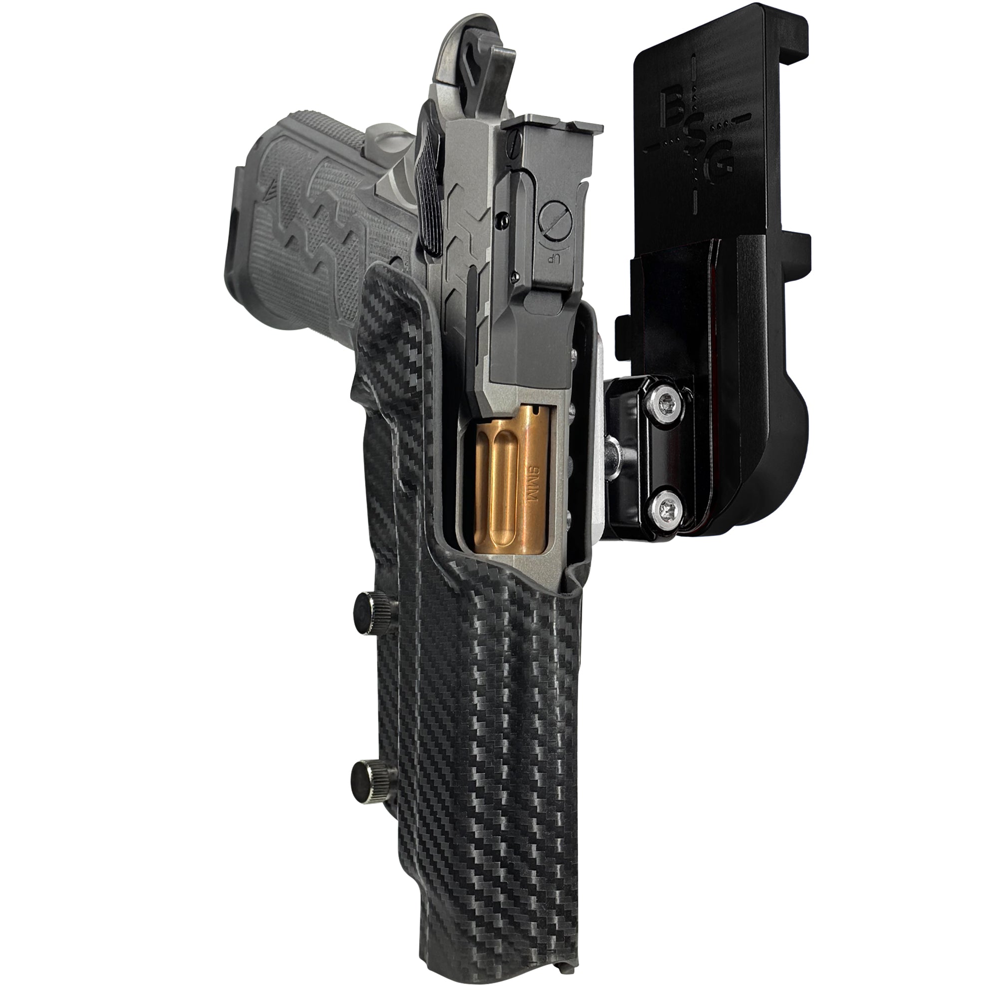 Kimber 2K11 IPSC/USPA Quick Mount Ball Joint Holster with Black Belt Attachment, Carbon Fiber Holster Shell