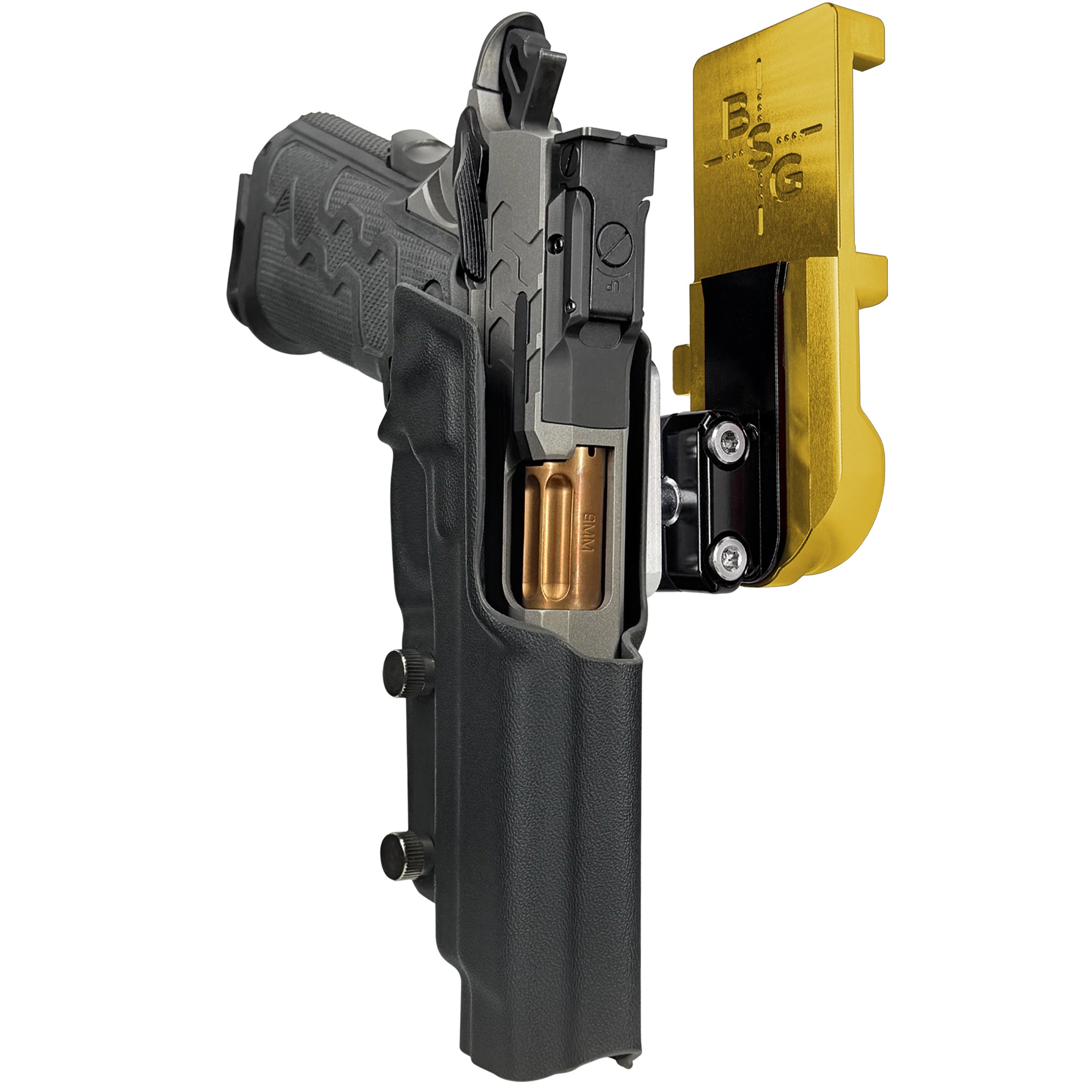 Kimber 2K11 IPSC/USPA Quick Mount Ball Joint Holster with 24K Gold Belt Attachment, Black Holster Shell