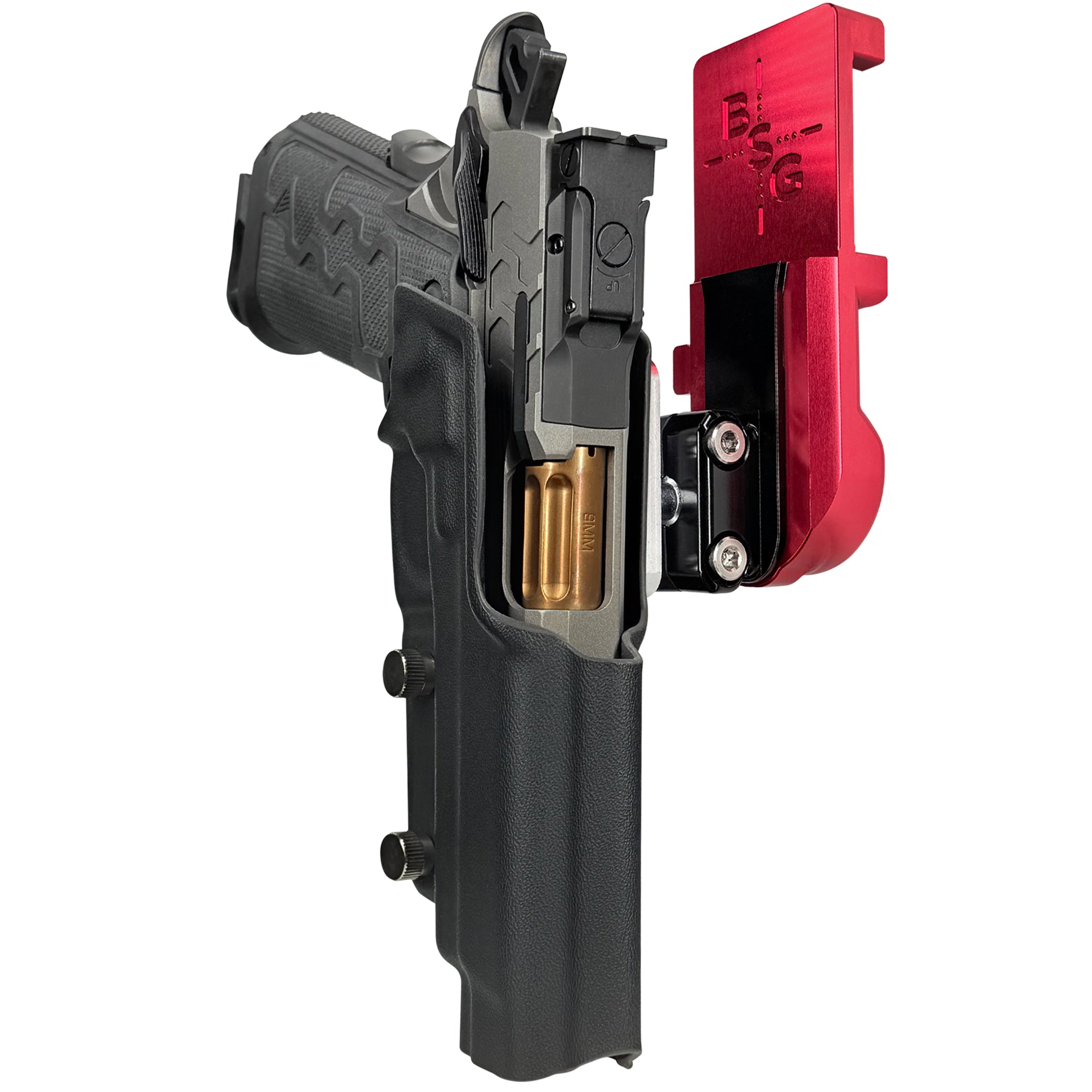 Kimber 2K11 IPSC/USPA Quick Mount Ball Joint Holster with Red Belt Attachment, Black Holster Shell