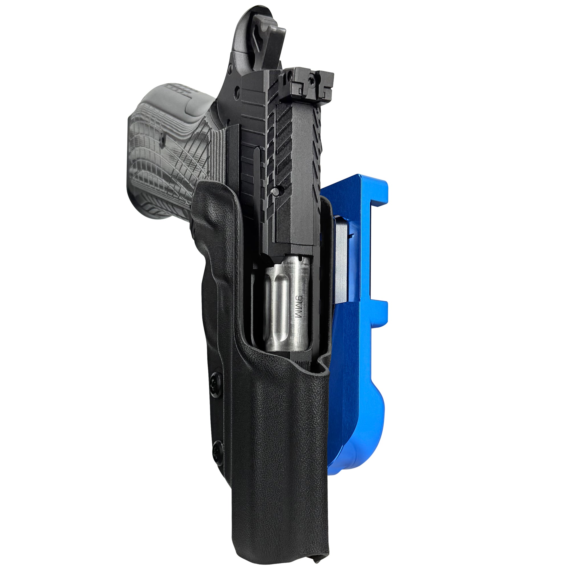 Kimber KDS9c No Rail IDPA Quick Mount Holster with Blue Belt Attachment, Black Holster Shell