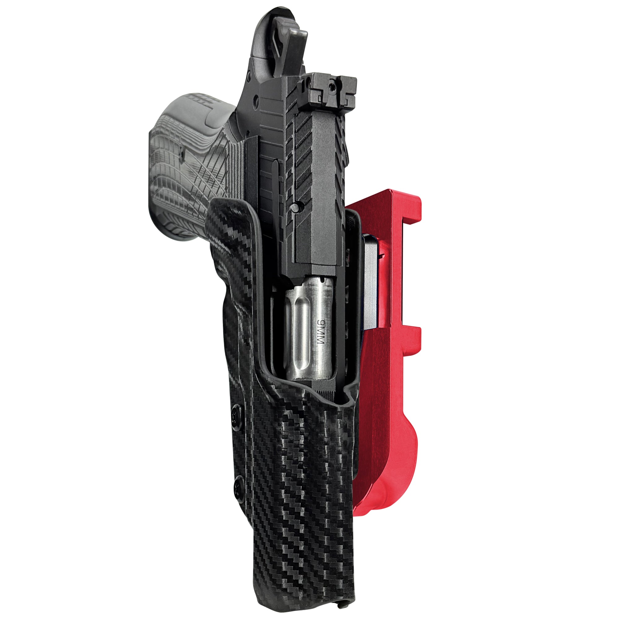 Kimber KDS9c No Rail IDPA Quick Mount Holster with Red Belt Attachment, Carbon Fiber Holster Shell