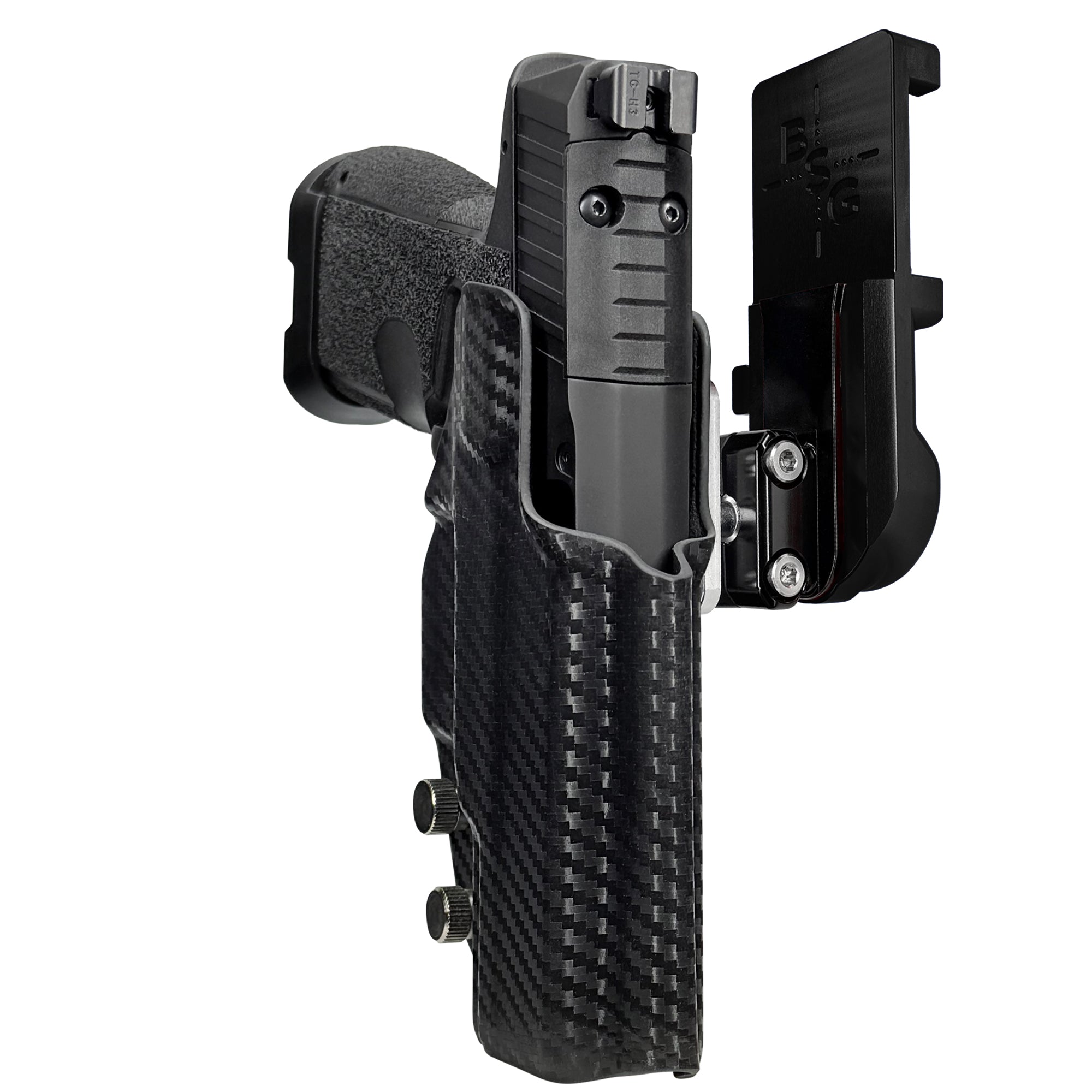 Kimber R7 Mako CC IPSC/USPA Quick Mount Ball Joint Holster with Black Belt Attachment, Carbon Fiber Holster Shell
