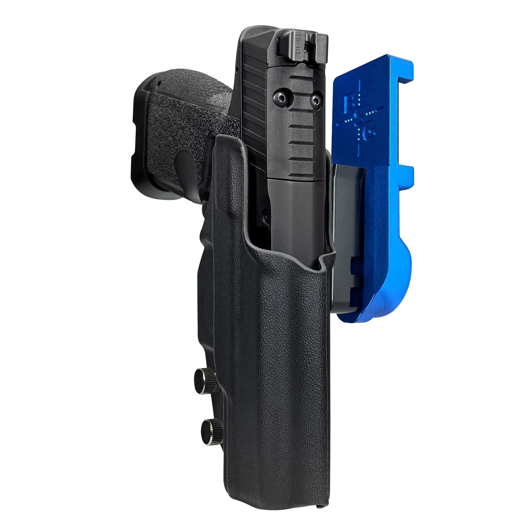 Kimber R7 Mako CC IPSC/USPA Quick Mount Holster with Blue Belt Attachment, Black Holster Shell