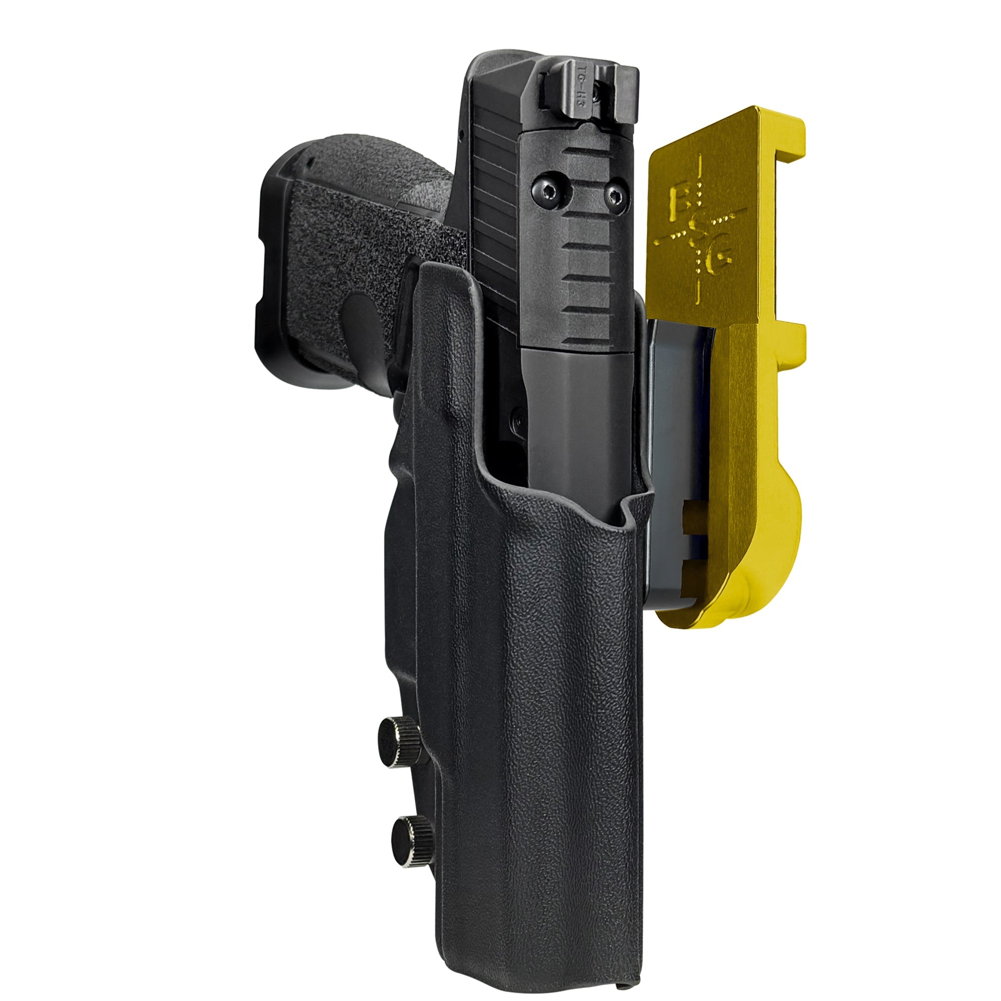 Kimber R7 Mako CC IPSC/USPA Quick Mount Holster with 24K Gold Belt Attachment, Black Holster Shell