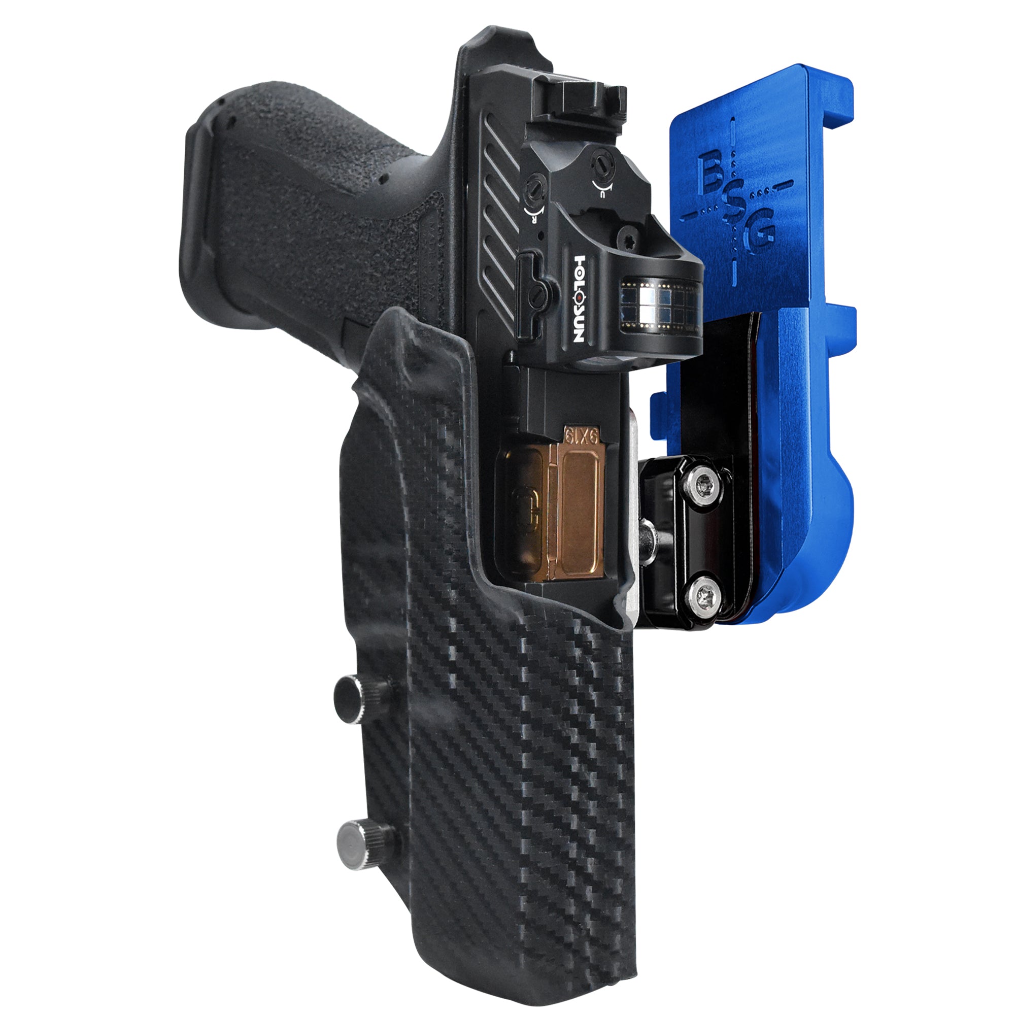 Shadow Systems MR920L IPSC/USPA Quick Mount Ball Joint Holster with Blue Belt Attachment, Carbon Fiber Holster Shell