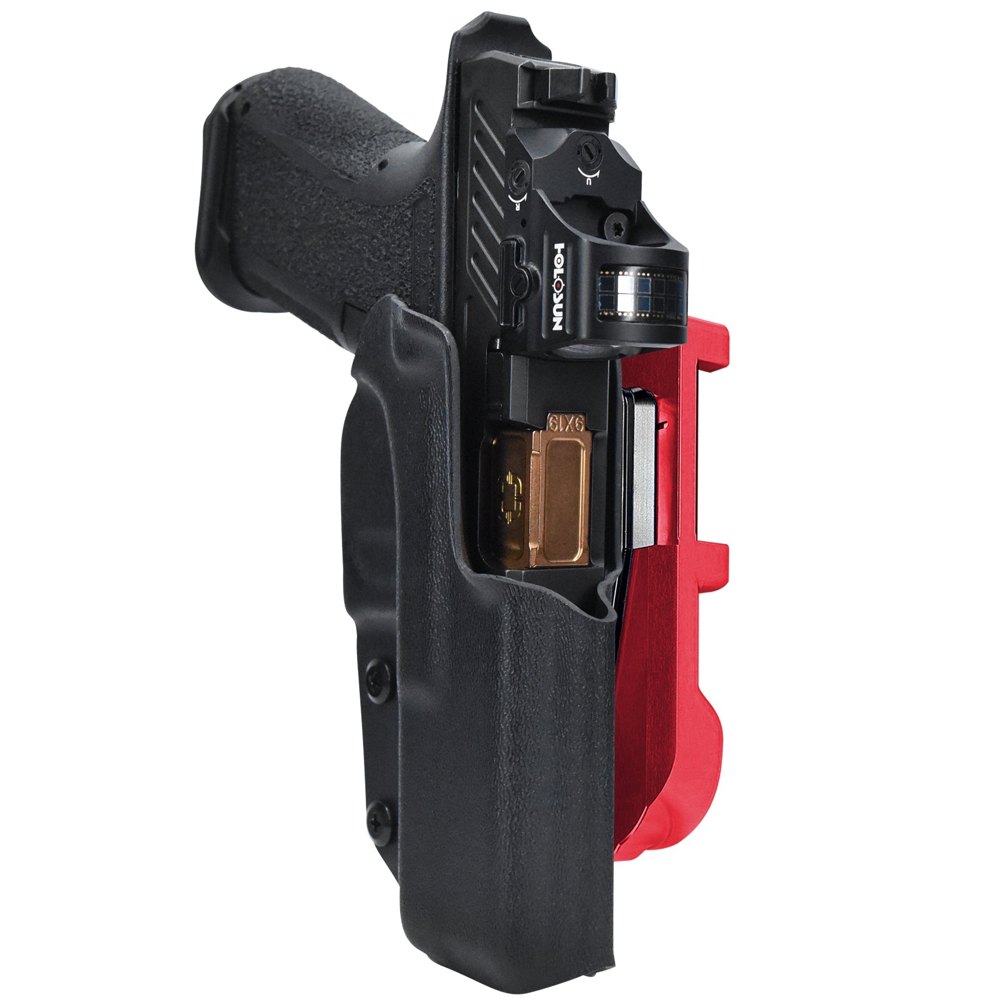 Shadow Systems MR920L IDPA Quick Mount Holster with Red Belt Attachment, Black Holster Shell